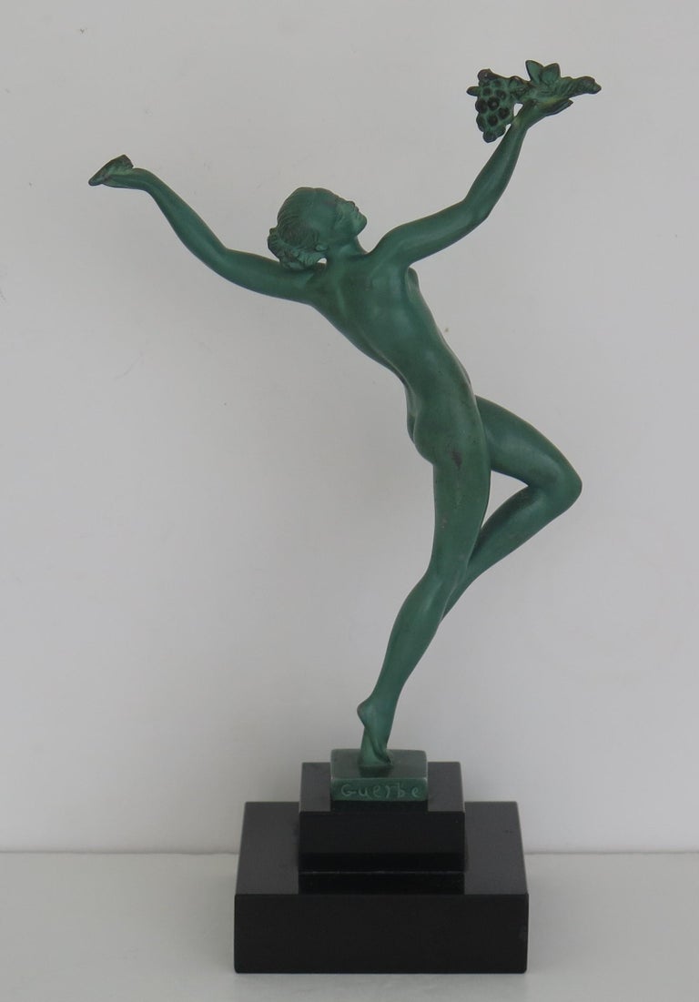 Art Deco Pierre Le Faguays Figurine-Intoxication Signed Guerbe French circa 1930 For Sale
