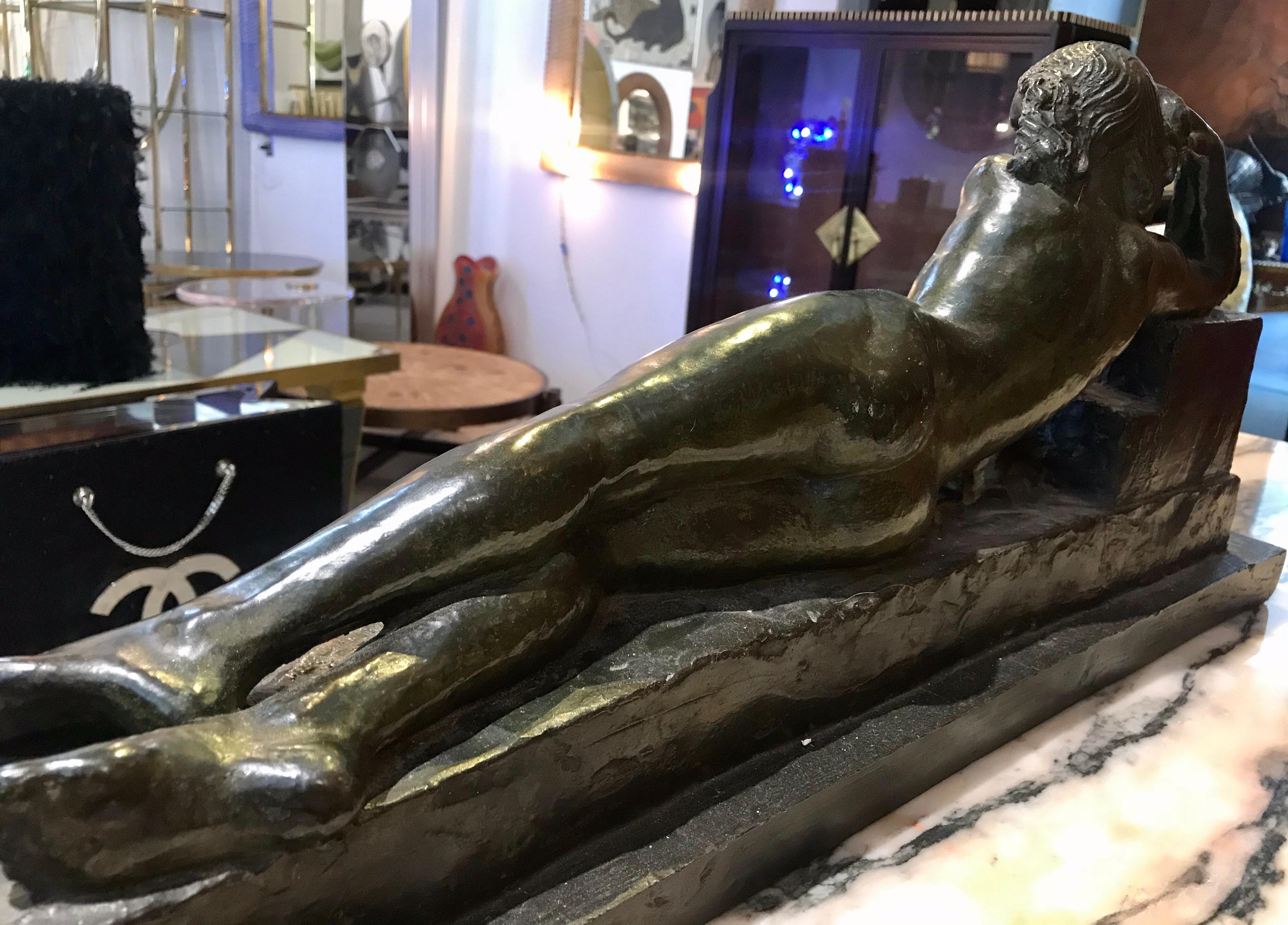 Pierre Le Faguays Bronze Sculpture of a Nude Woman In Good Condition In Miami, FL