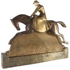 Art Deco Woman on Horseback Bronze 