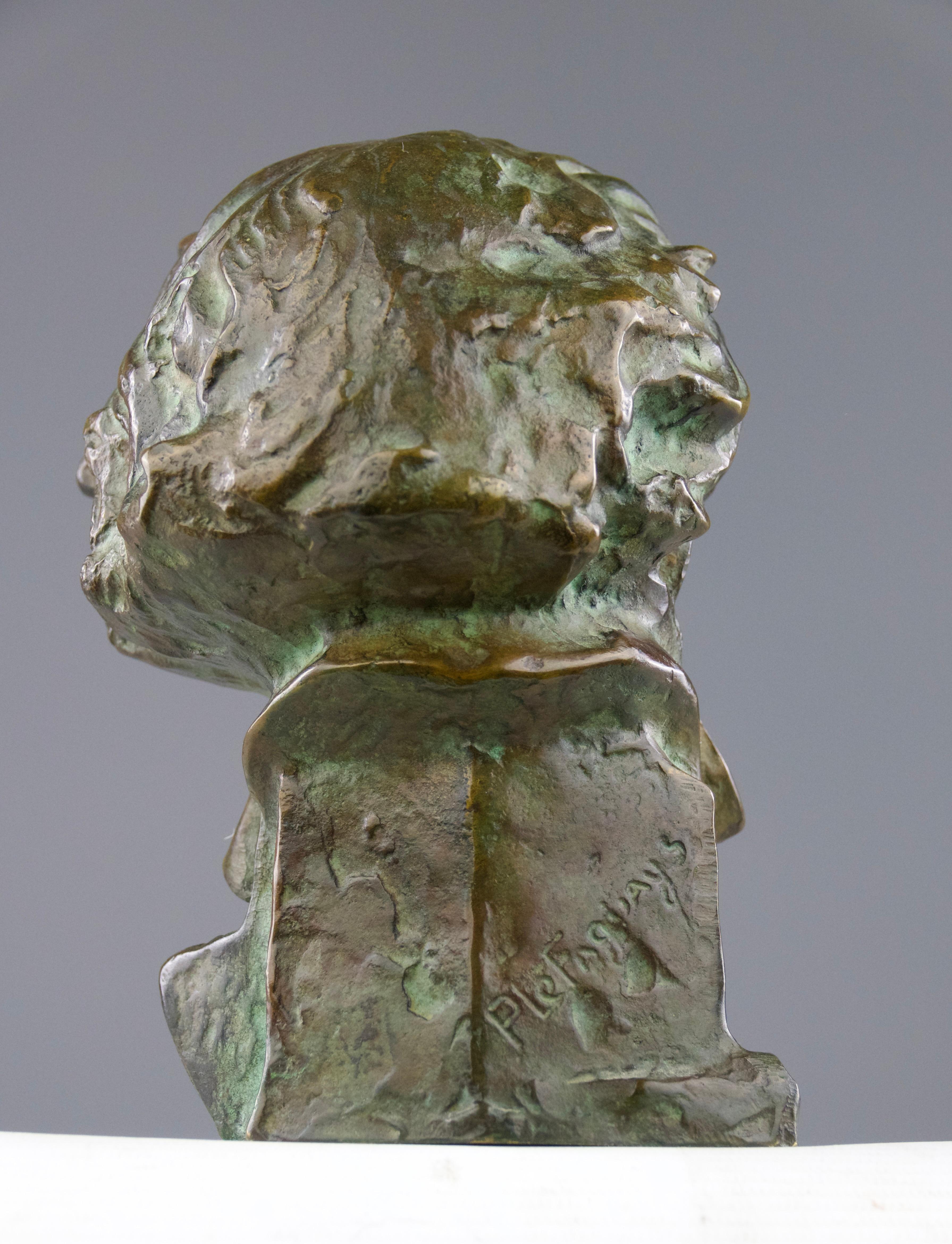 Pierre le Faguays x Max Le Verrier, Beethoven Bronze Bust, Art Deco 1920s For Sale 4