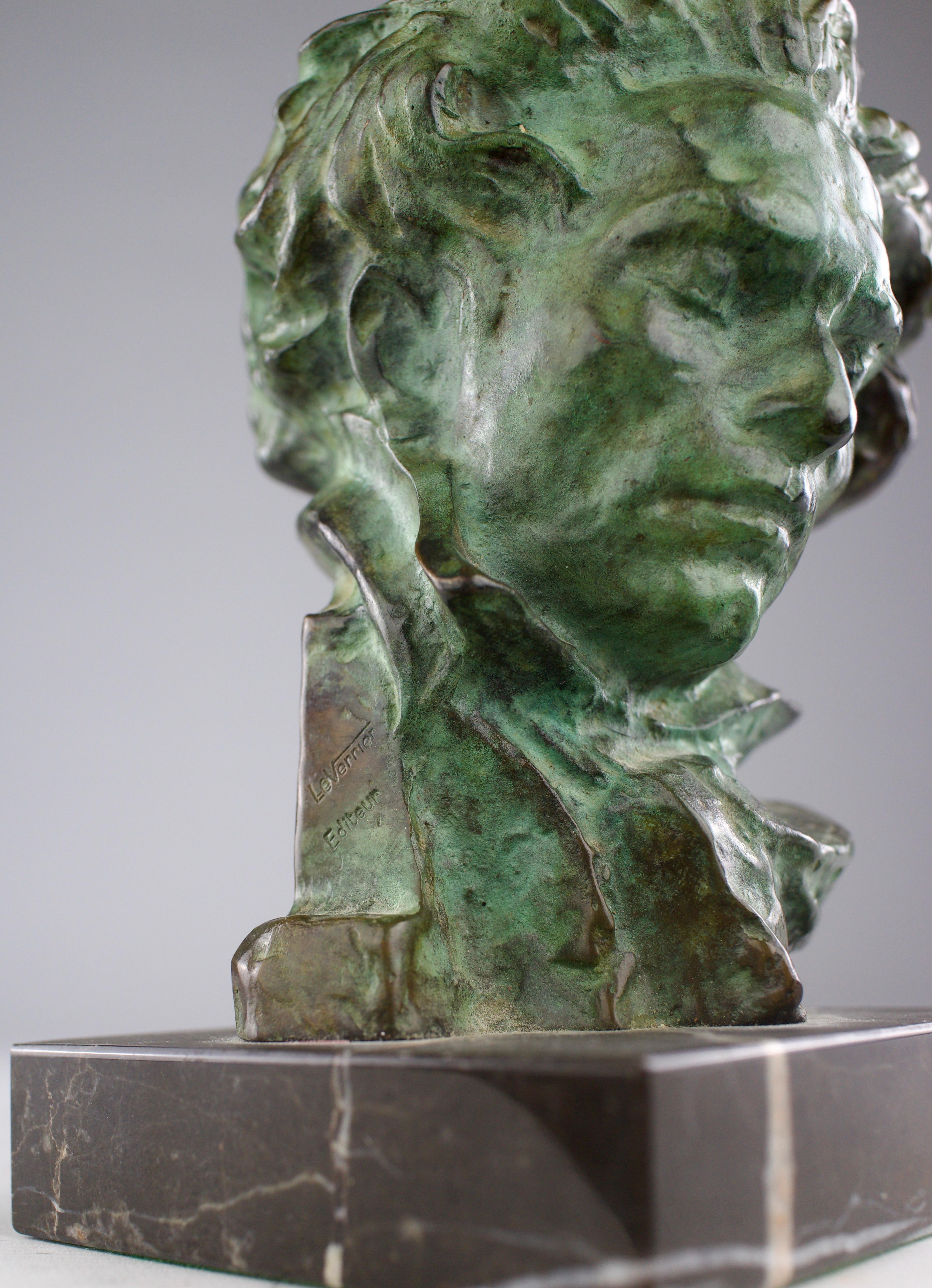 Pierre le Faguays x Max Le Verrier, Beethoven Bronze Bust, Art Deco 1920s 5