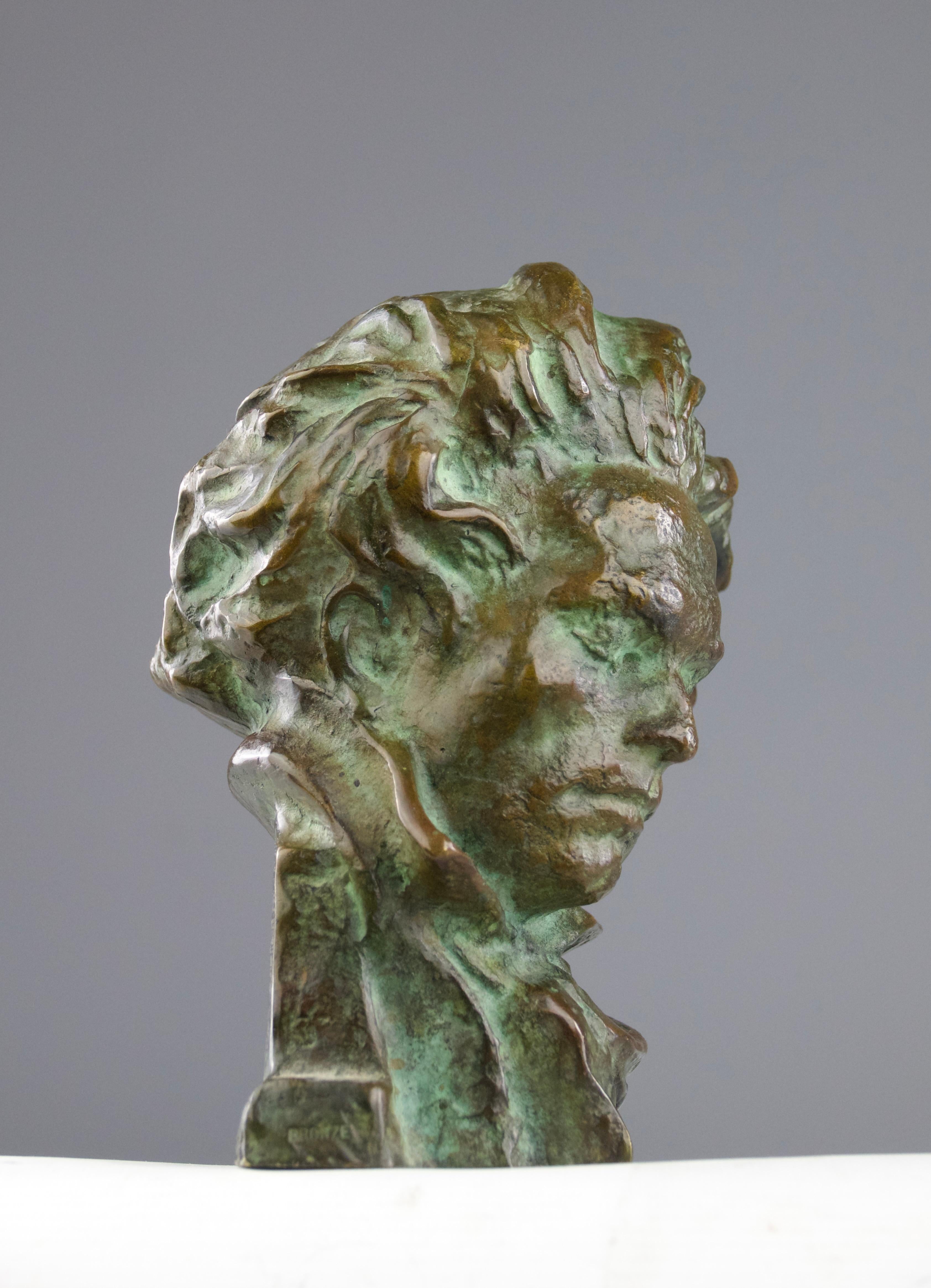 Pierre le Faguays x Max Le Verrier, Beethoven Bronze Bust, Art Deco 1920s For Sale 6