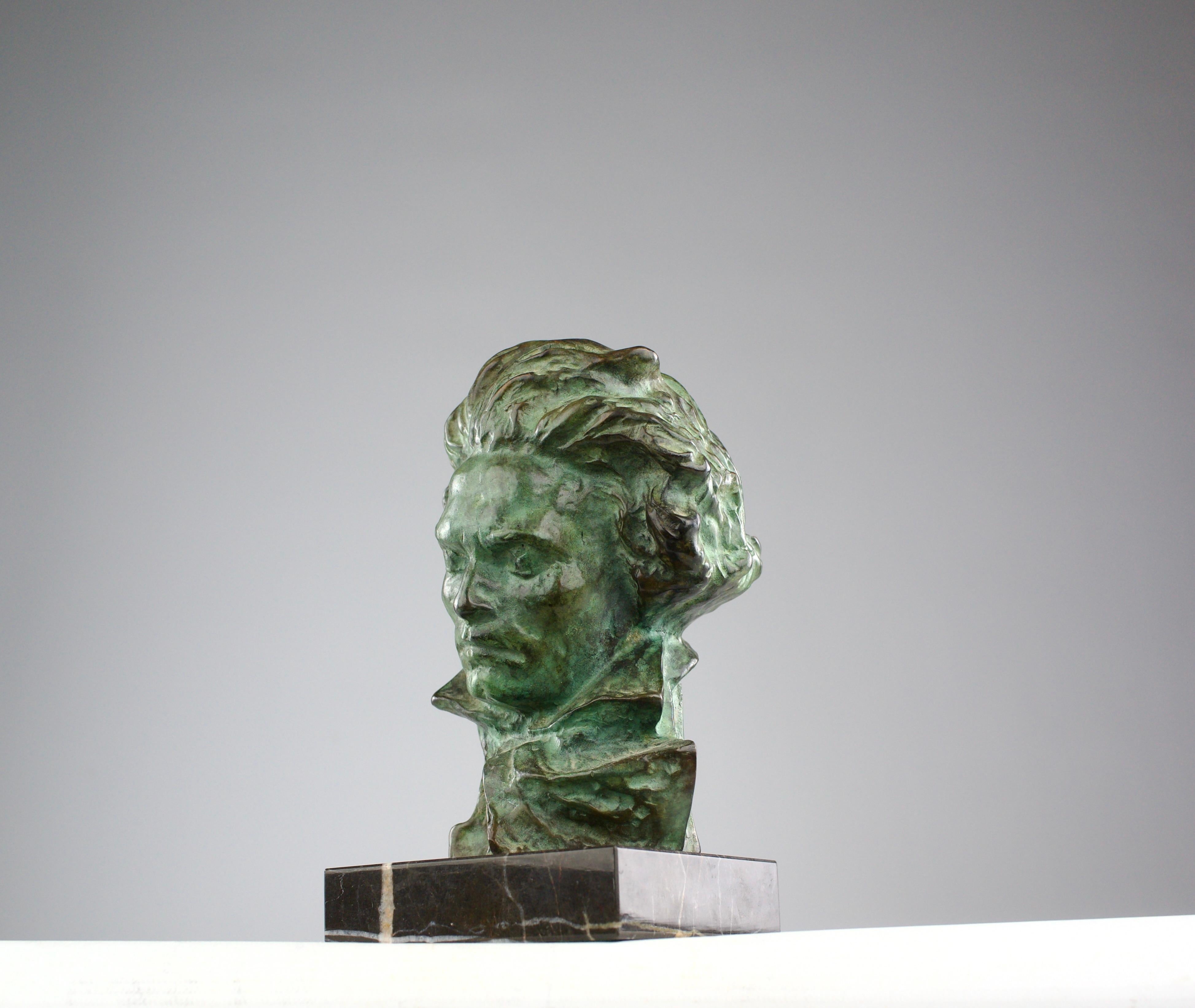 French Pierre le Faguays x Max Le Verrier, Beethoven Bronze Bust, Art Deco 1920s