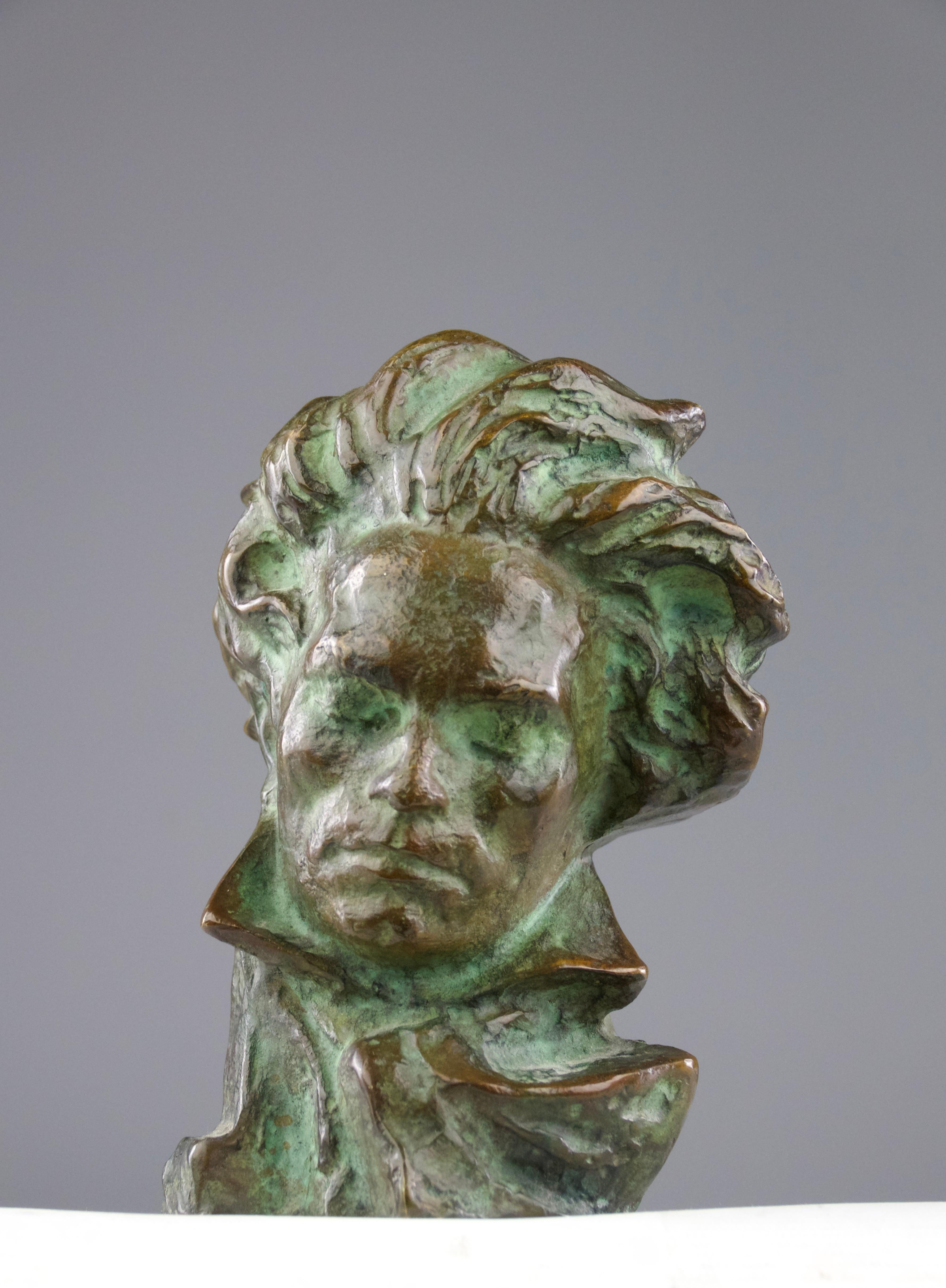 French Pierre le Faguays x Max Le Verrier, Beethoven Bronze Bust, Art Deco 1920s For Sale