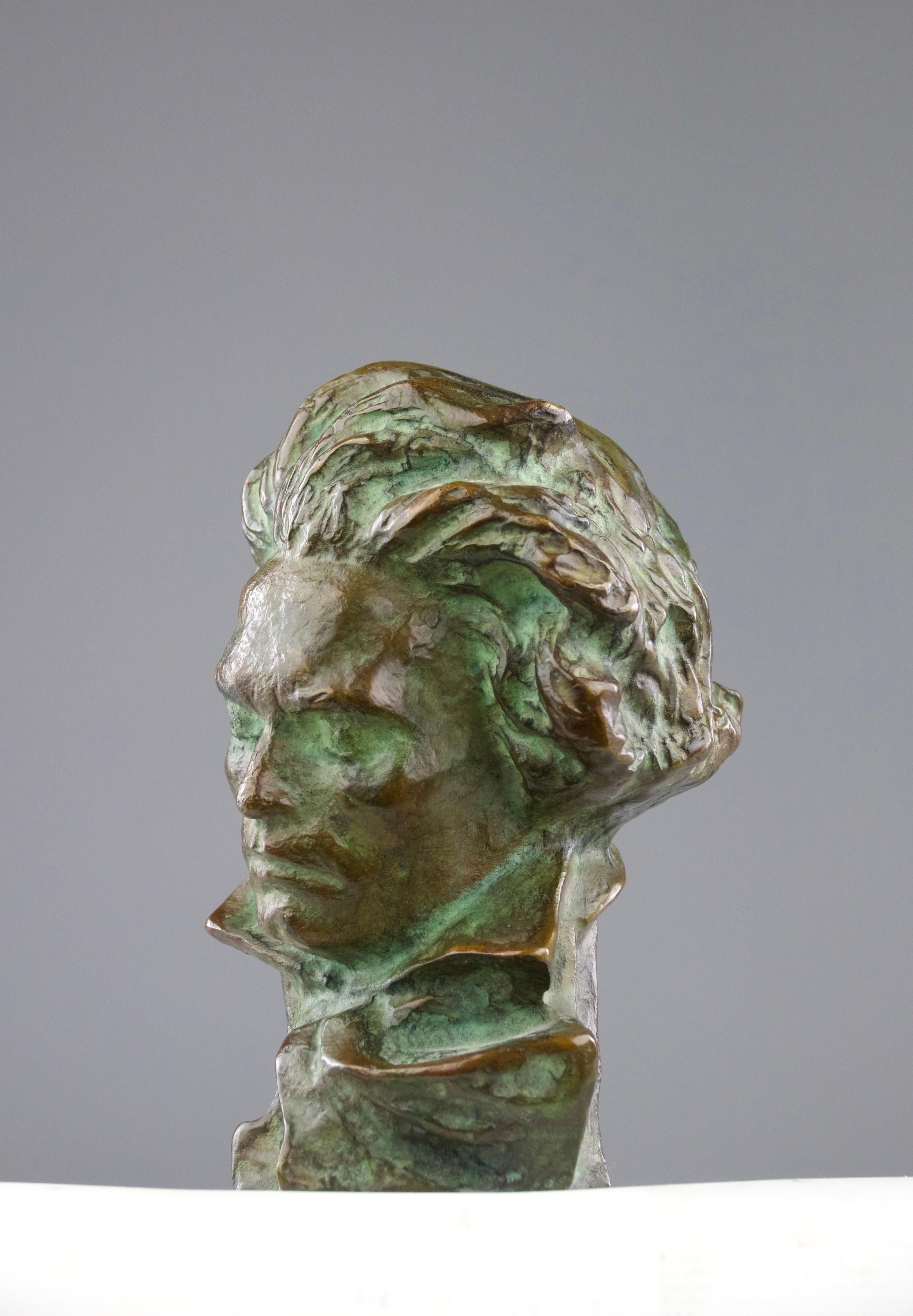 Pierre le Faguays x Max Le Verrier, Beethoven Bronze Bust, Art Deco 1920s In Good Condition For Sale In PARIS, FR