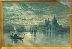 Venice view of the lagoon with Santa Maria della Salute and sailing ships