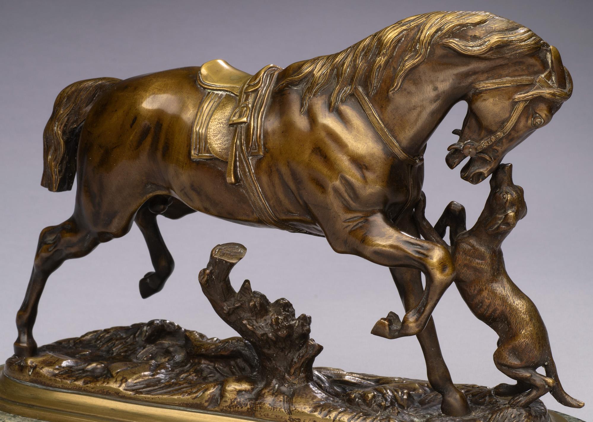 « Cheval jouant avec un chien » Pierre Lenordez (1815-1892), circa 1860 en vente 9