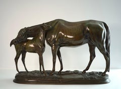 Jument et son poulain - Scultura in bronzo di Pierre Lenordez
