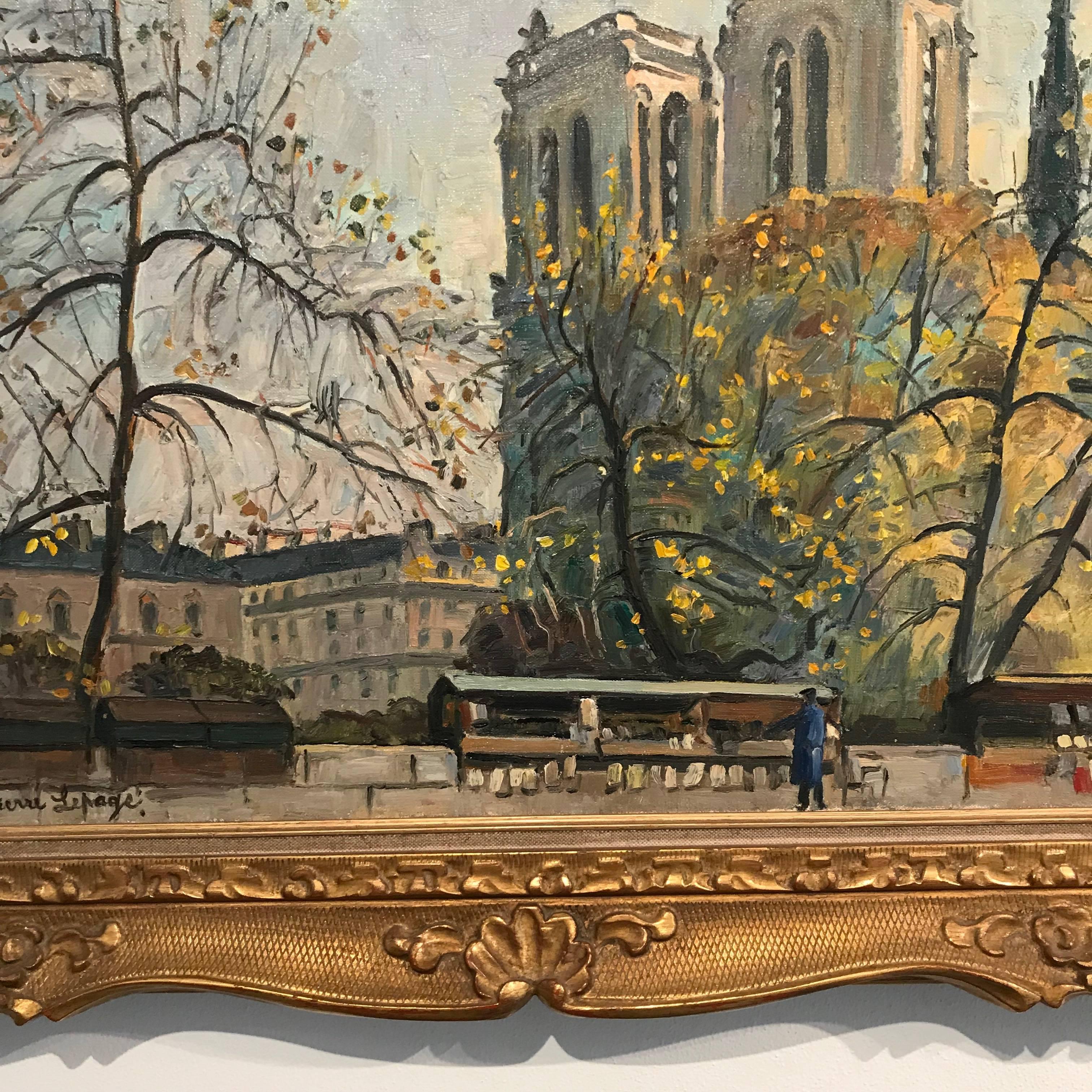 Pierre Lepage 'Notre Dame' 1940-50 Oil on Canvas Post Impressionist French For Sale 7