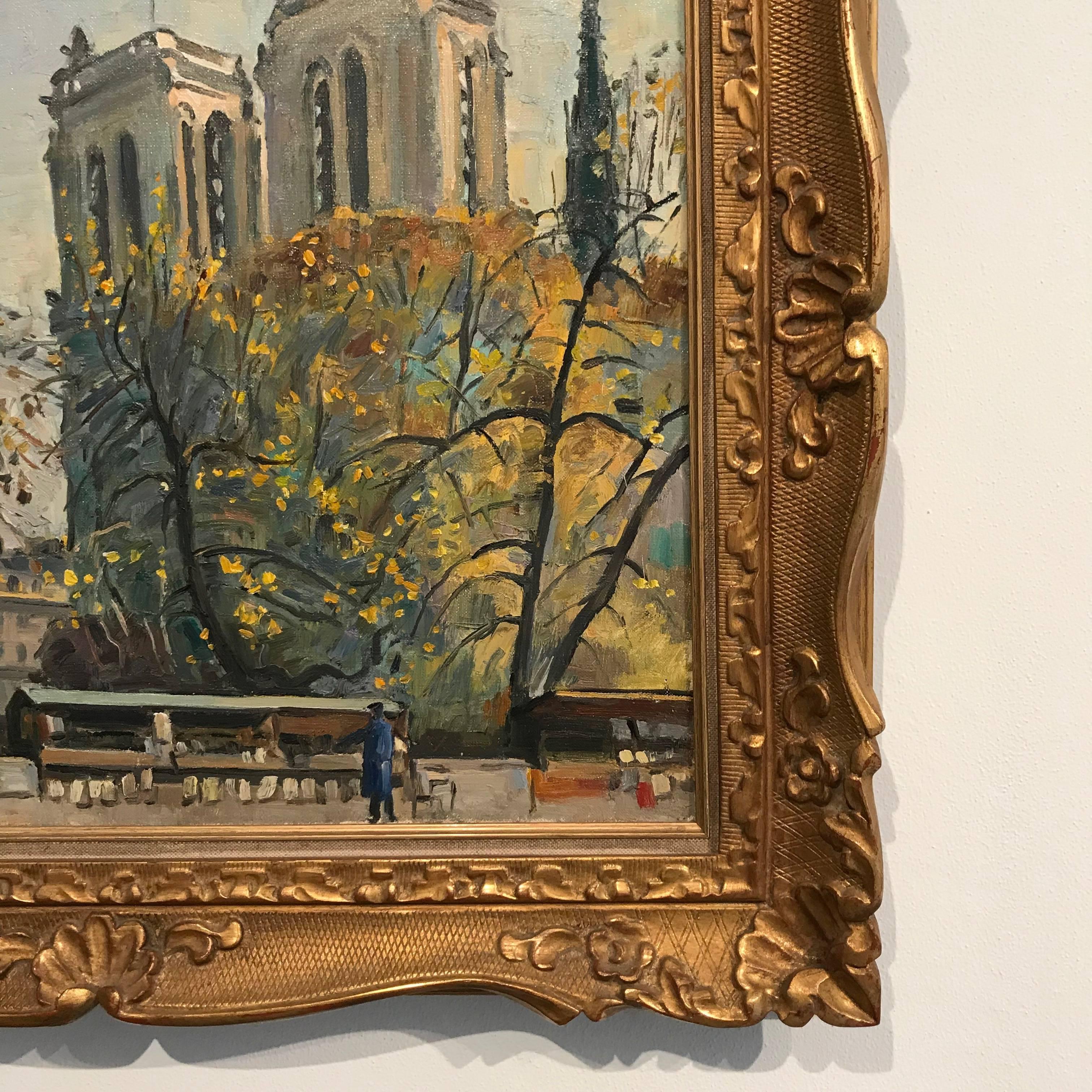 Pierre Lepage 'Notre Dame' 1940-50 Oil on Canvas Post Impressionist French For Sale 8