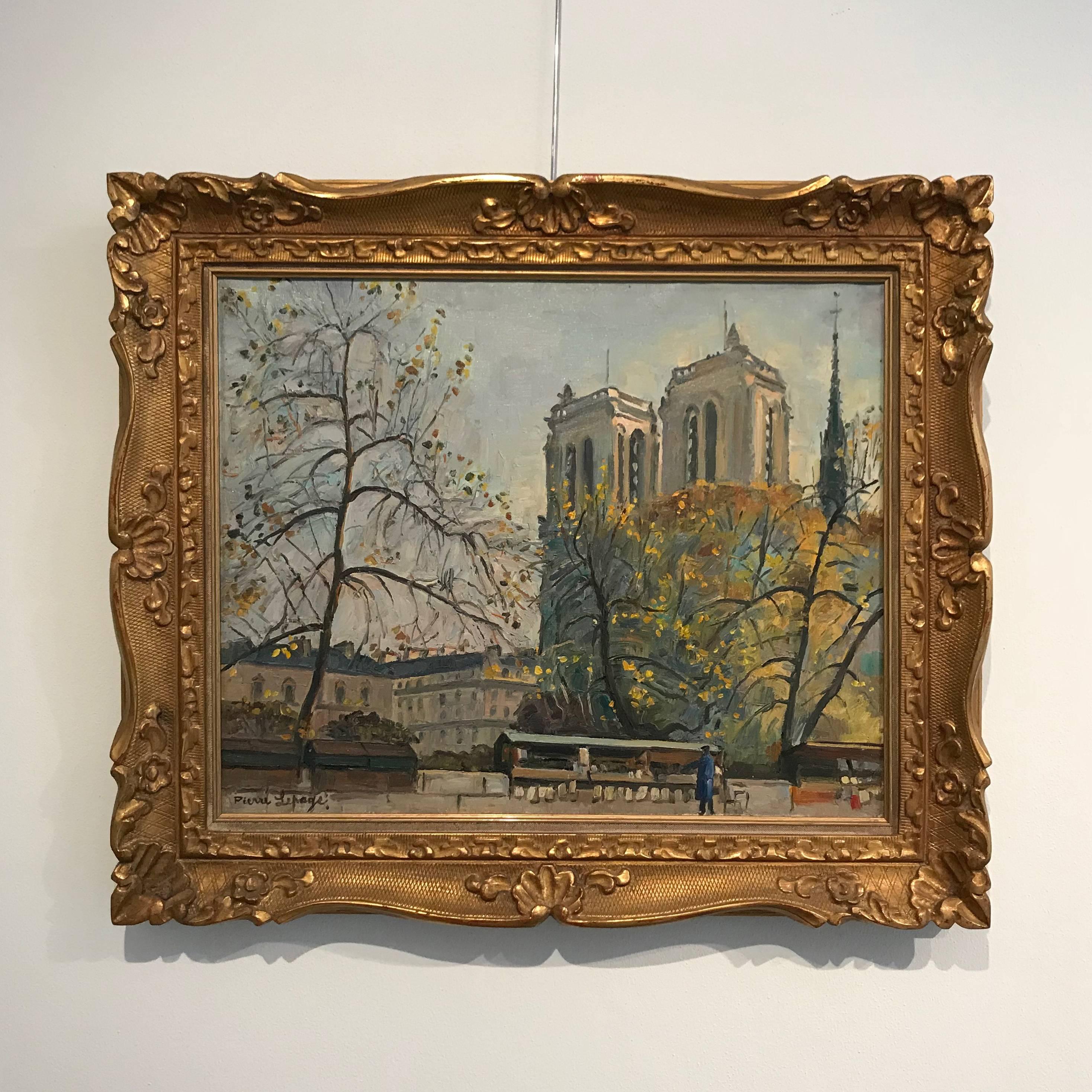Pierre Lepage 'Notre Dame' 1940-50 Oil on Canvas Post Impressionist French For Sale 15