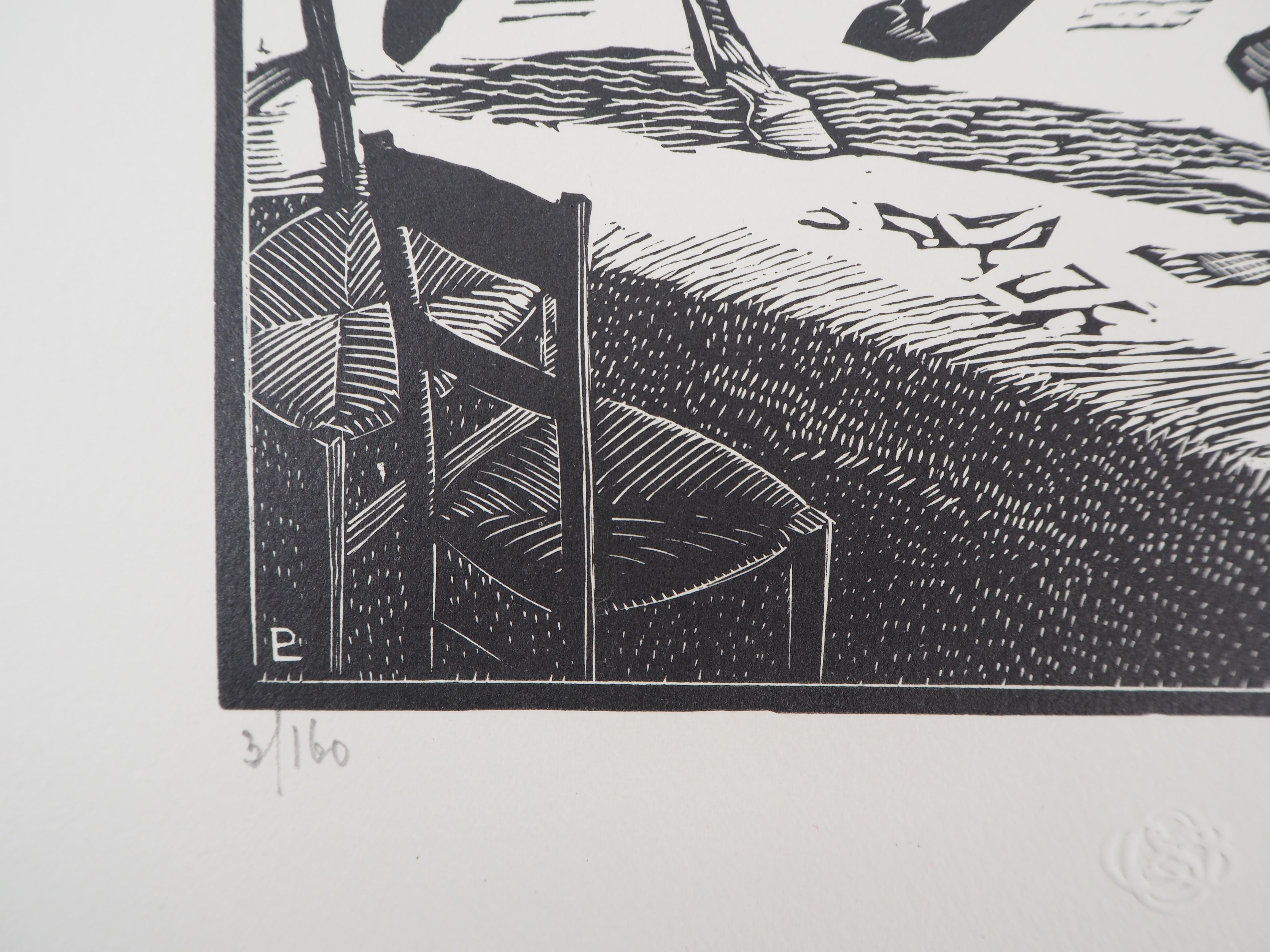 Jockey Before the Horse Race - Original wooodcut, Handsigned & numbered /160 For Sale 1