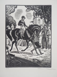 Jockey Before the Horse Race - Original wooodcut, Handsigned & numbered /160