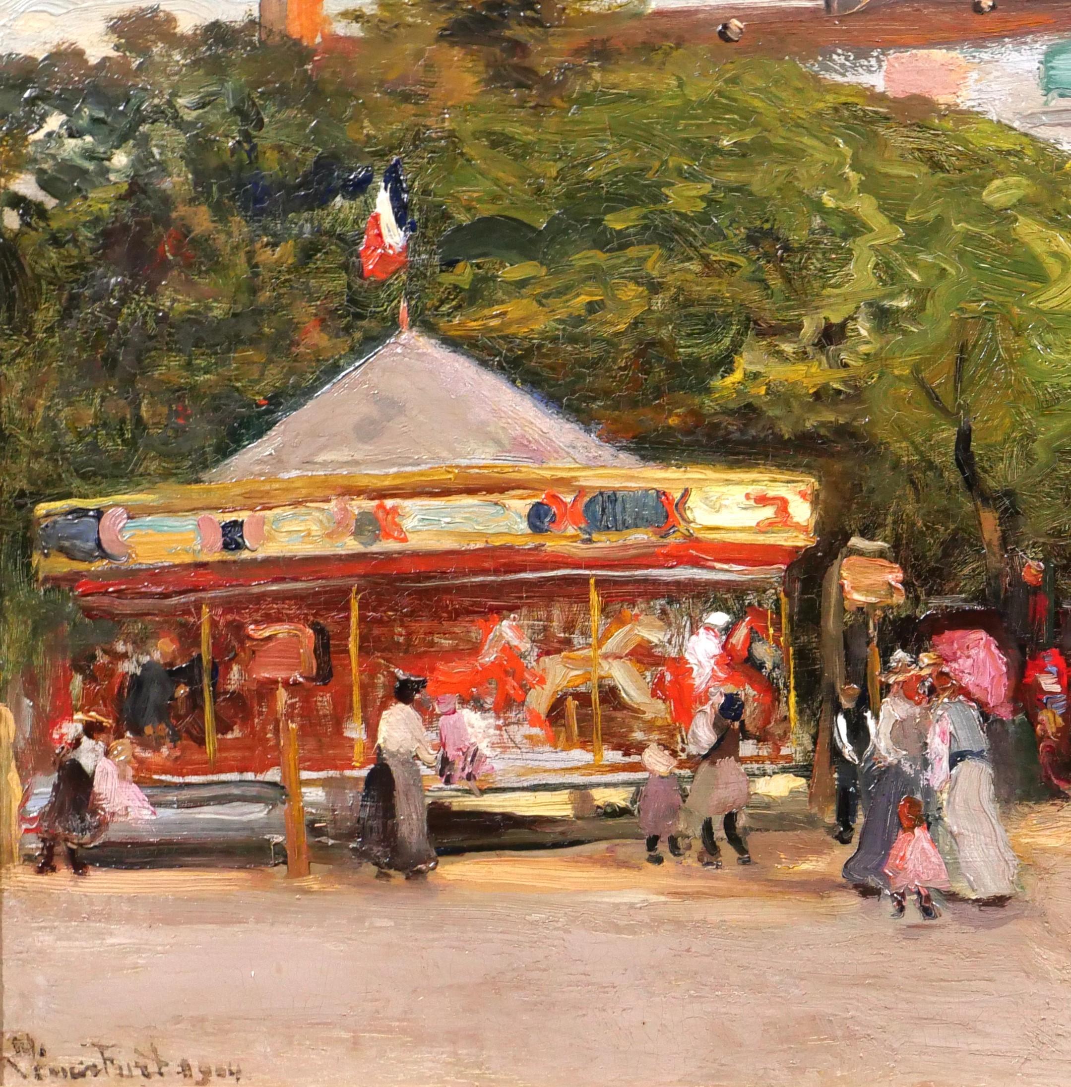 The carousel - Impressionist Painting by Pierre Léonce Furt