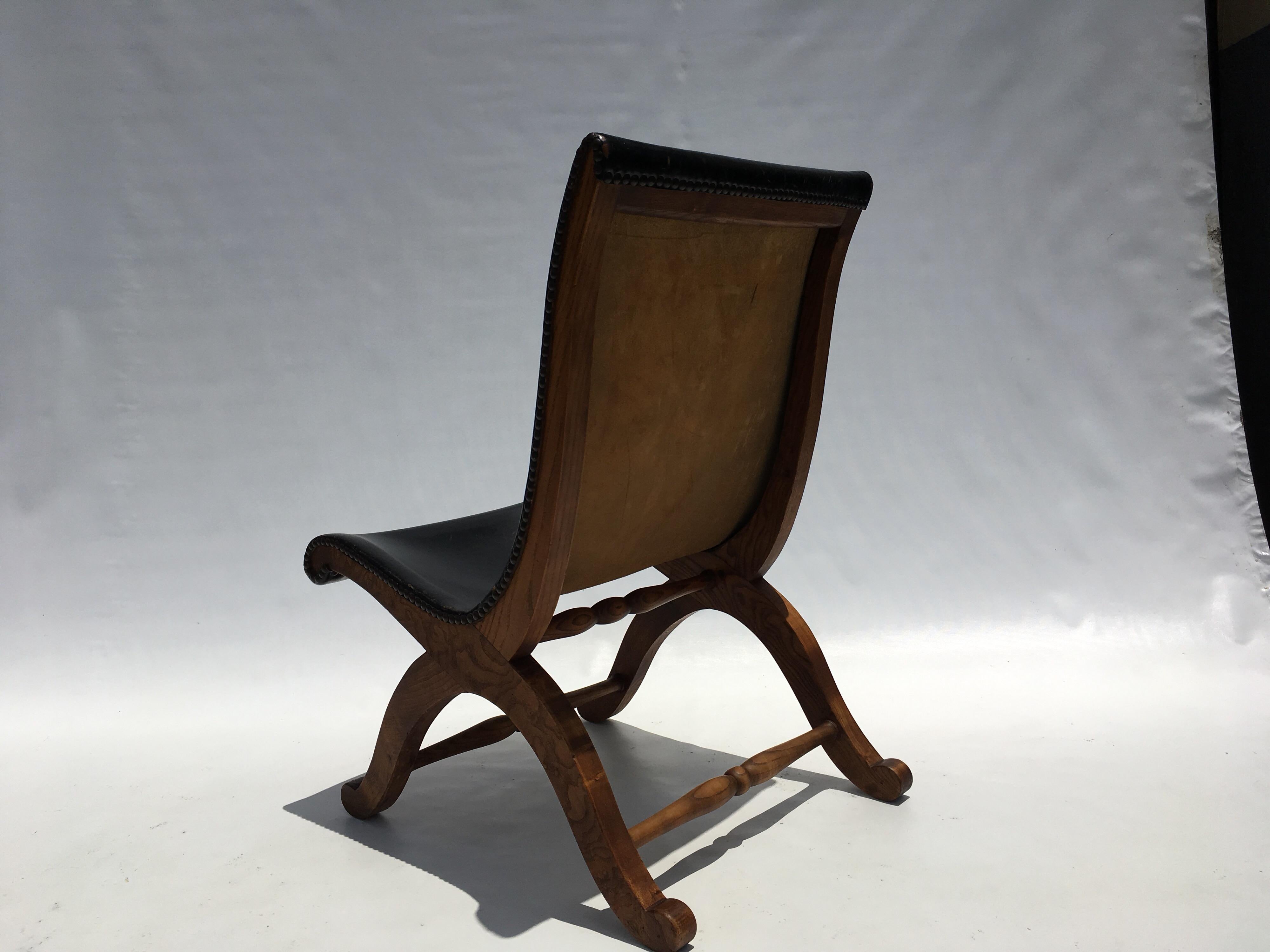 Pierre Lottier for Valenti Slipper Chair Black Leather In Good Condition In Miami, FL