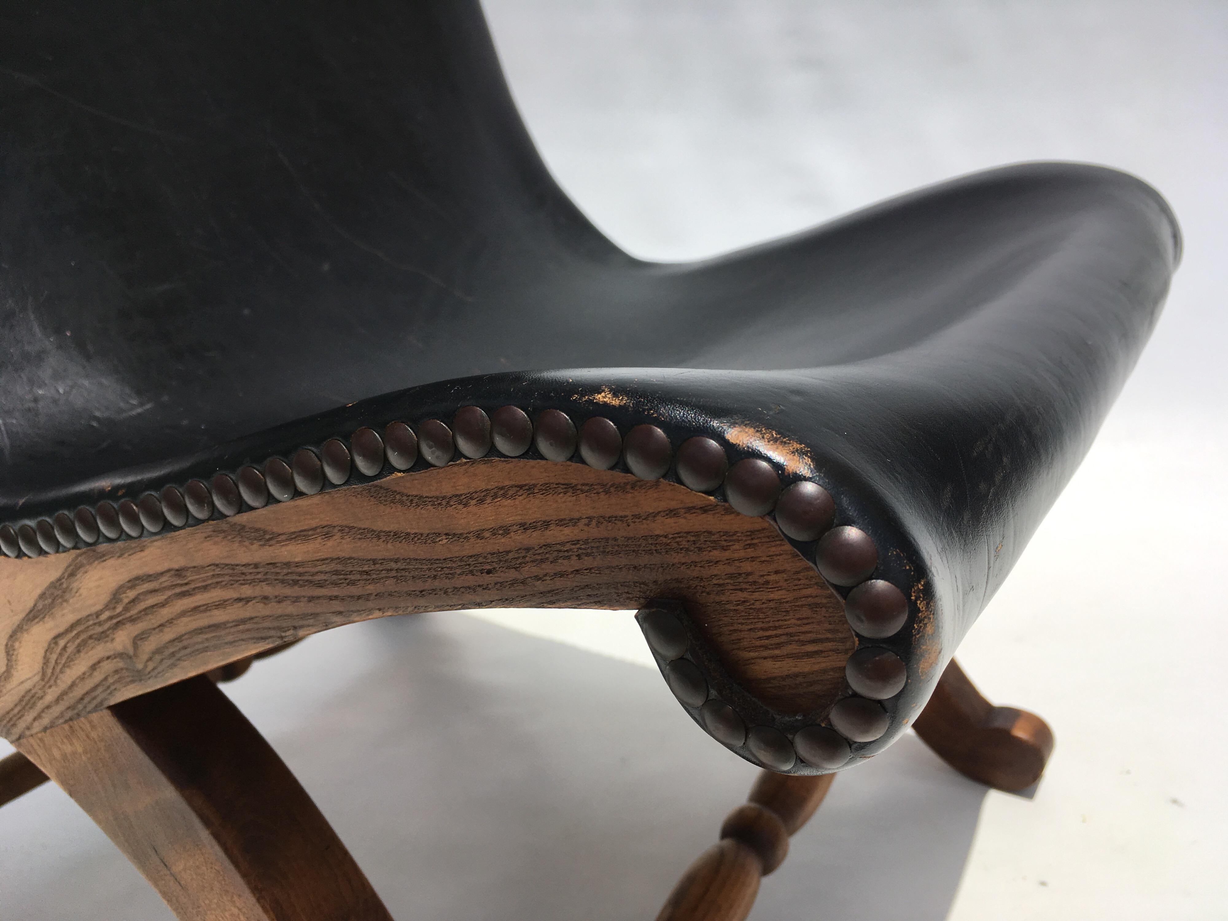 Pierre Lottier for Valenti Slipper Chair Black Leather 1