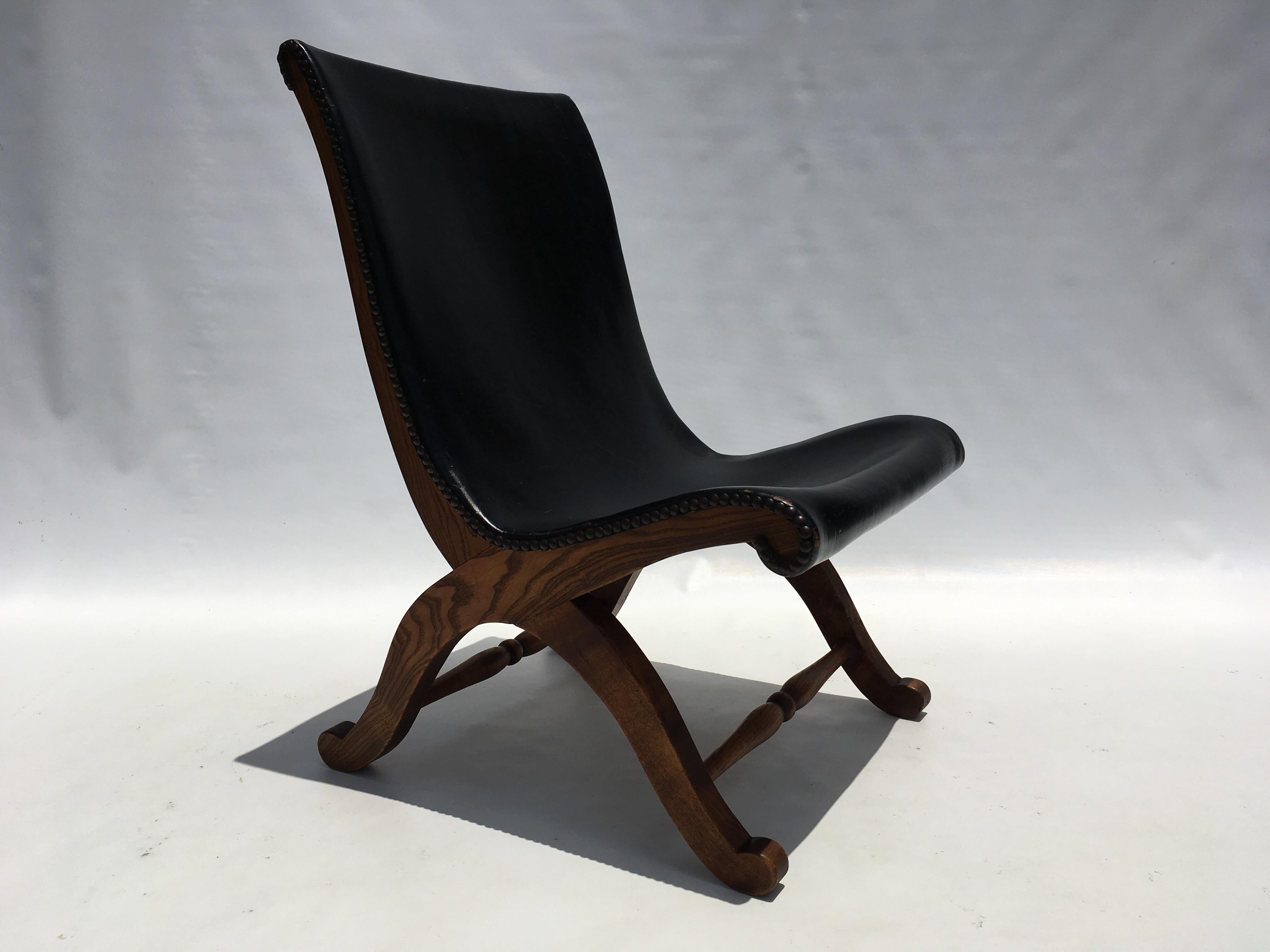 Pierre Lottier for Valenti Slipper Chair Black Leather 2