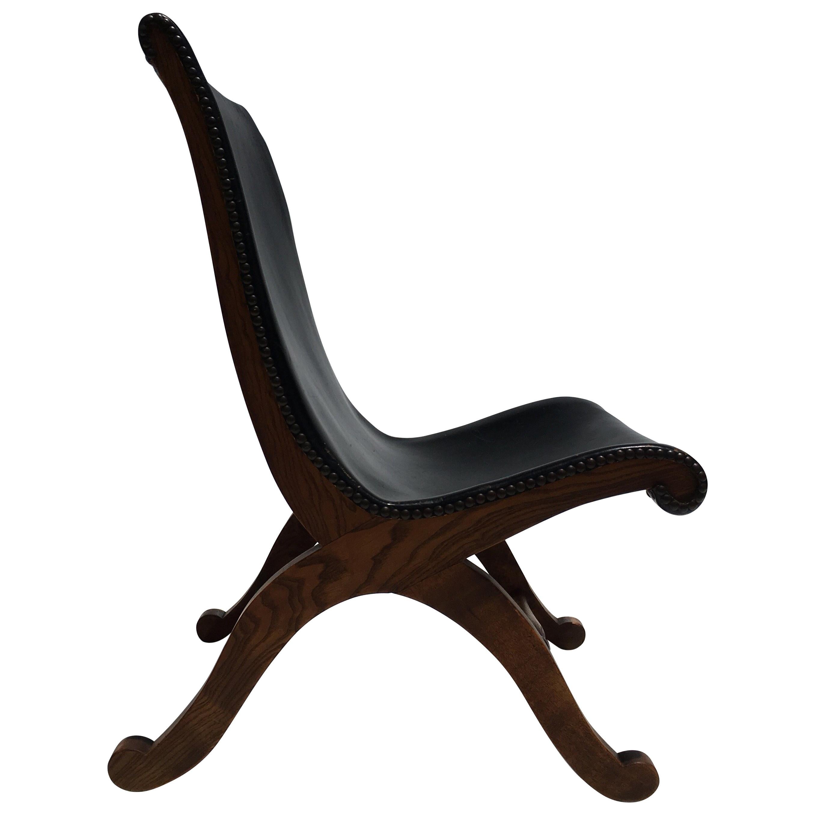 Pierre Lottier for Valenti Slipper Chair Black Leather
