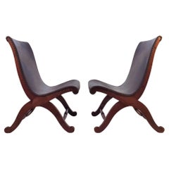 Pierre Lottier for Valmazan. Neoclassical style slipper chairs, Spain, 1940s
