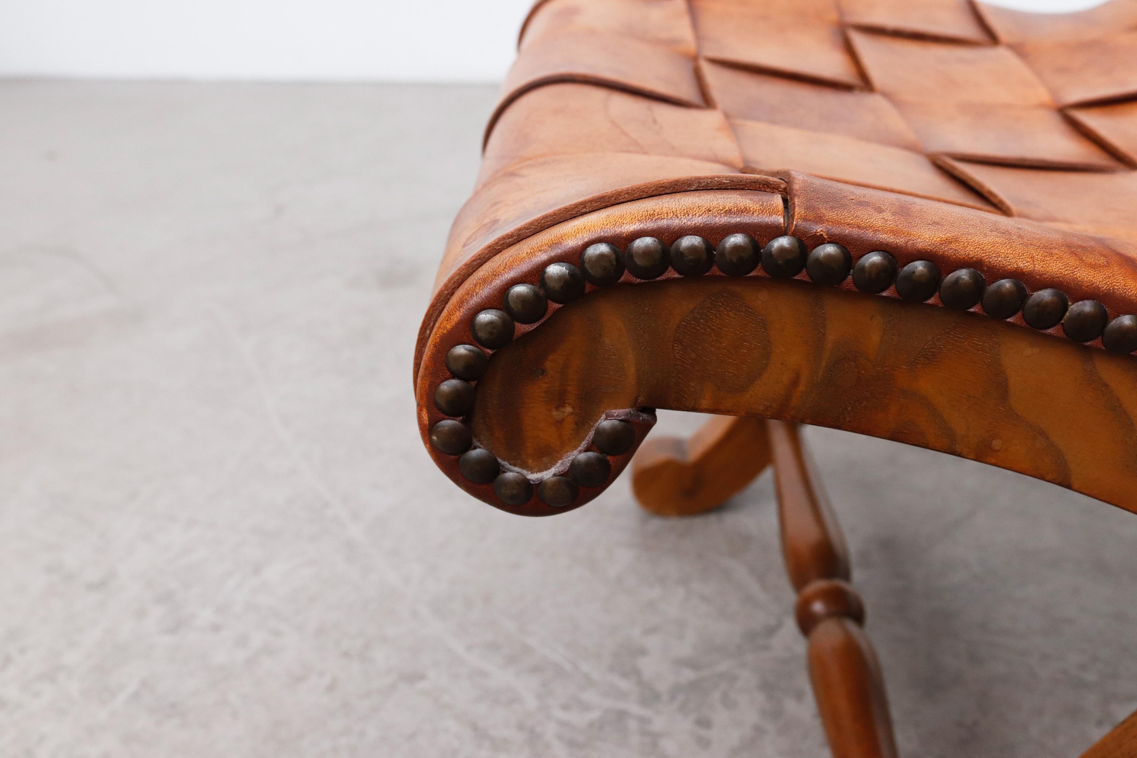 Pierre Lottier Spanish Woven Leather Chair, 1950's 6