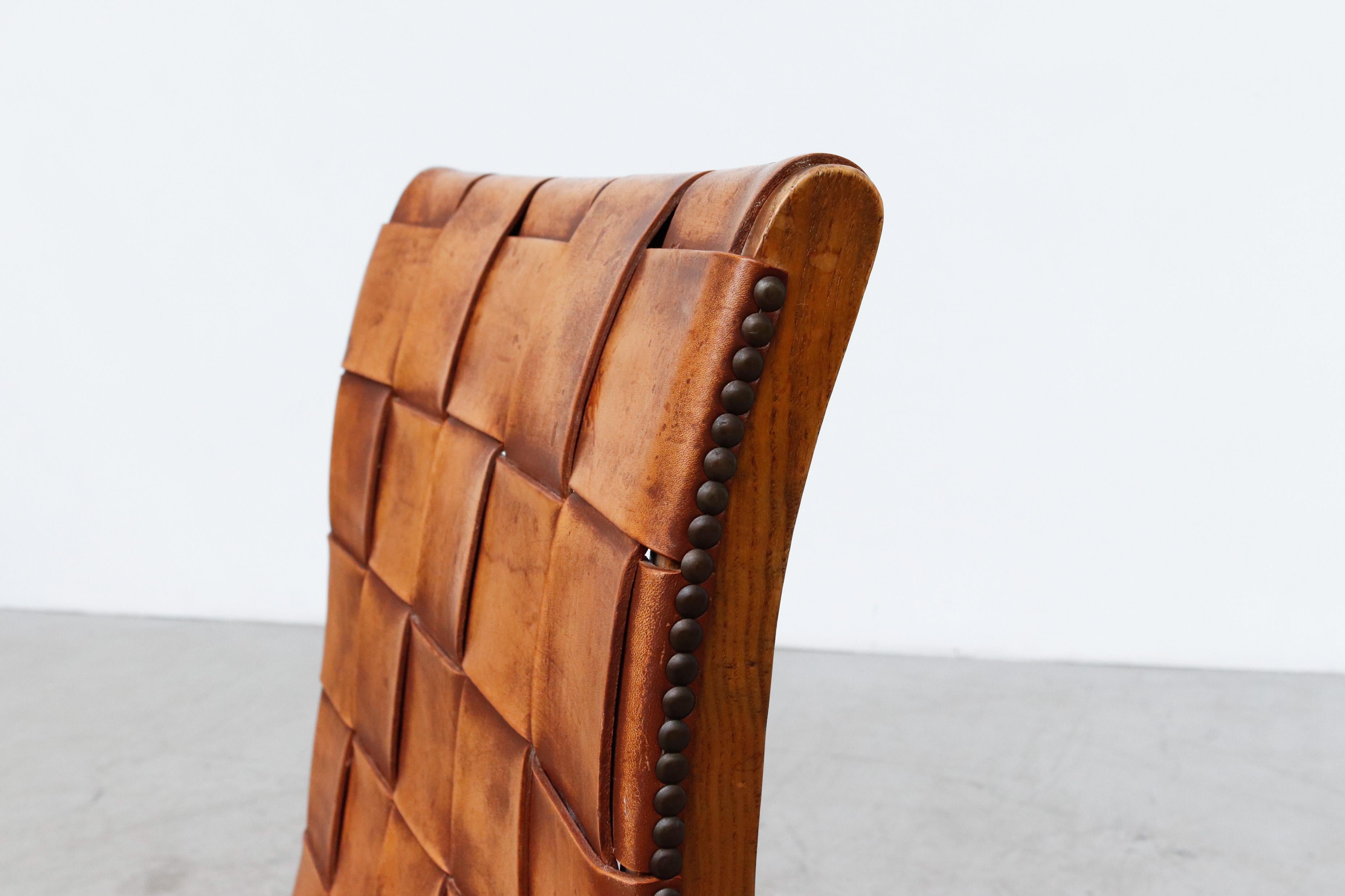 Pierre Lottier Spanish Woven Leather Chair, 1950's 3