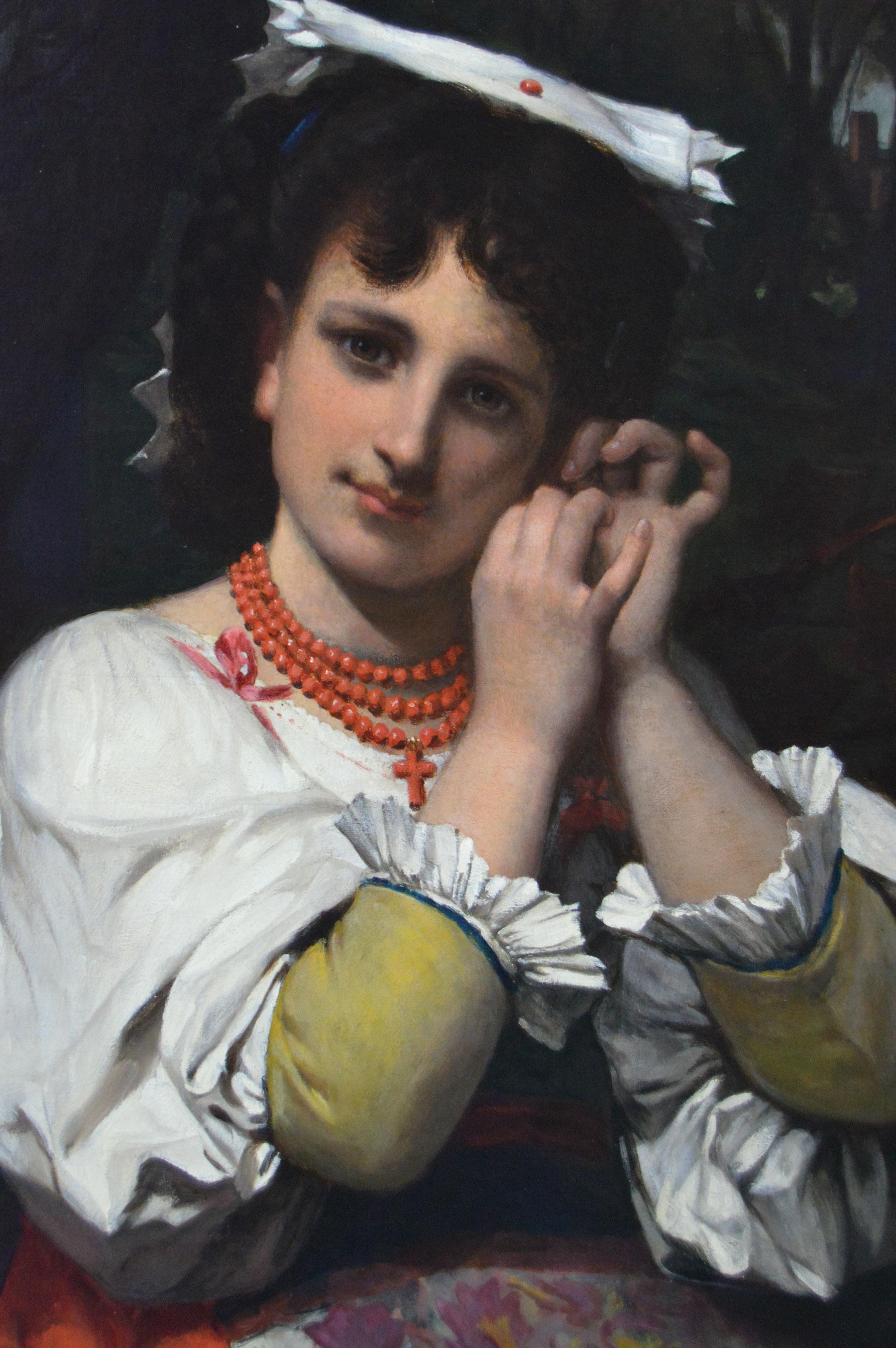 Ritratto di genere del XIX secolo di una donna italiana - Painting Vittoriano di Pierre-Louis-Joseph de Coninck