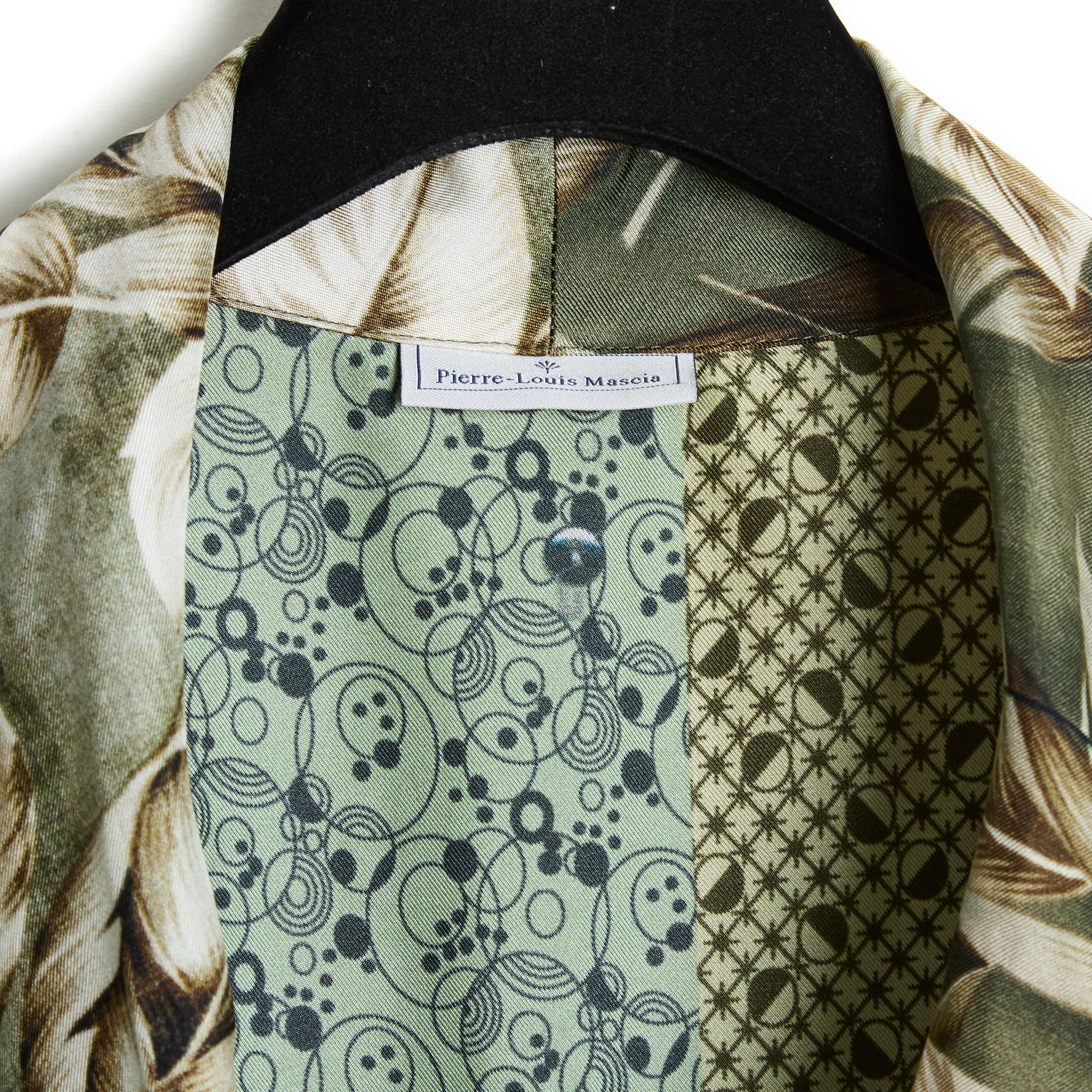 Women's or Men's Pierre Louis Mascia OS Green Silk Maxi Kimono For Sale
