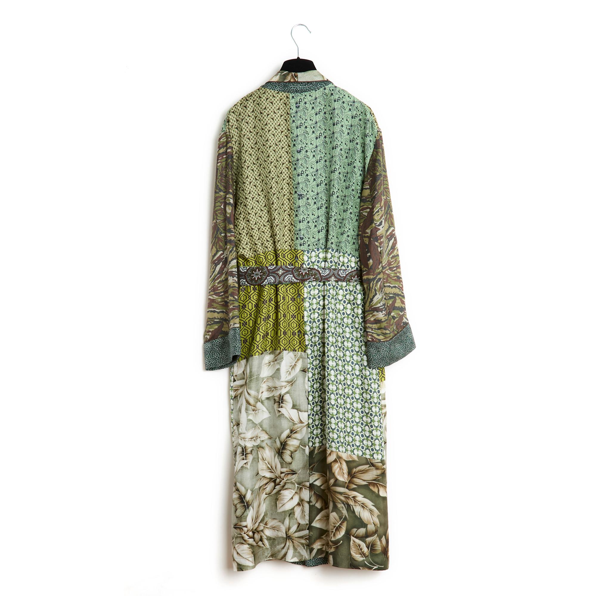 Pierre Louis Mascia OS Green Silk Maxi Kimono 1