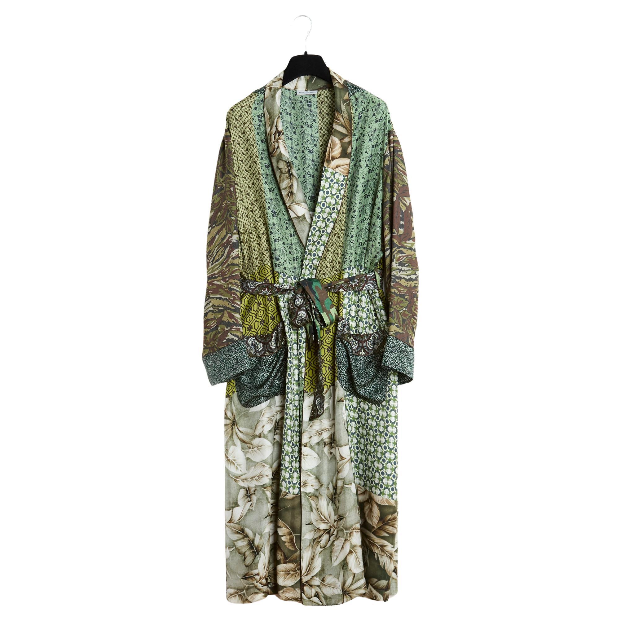 Pierre Louis Mascia OS Green Silk Maxi Kimono For Sale