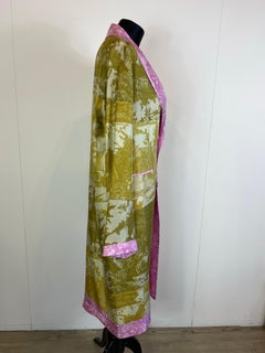 Pierre Louis Mascia silk overcoat in green and pink.