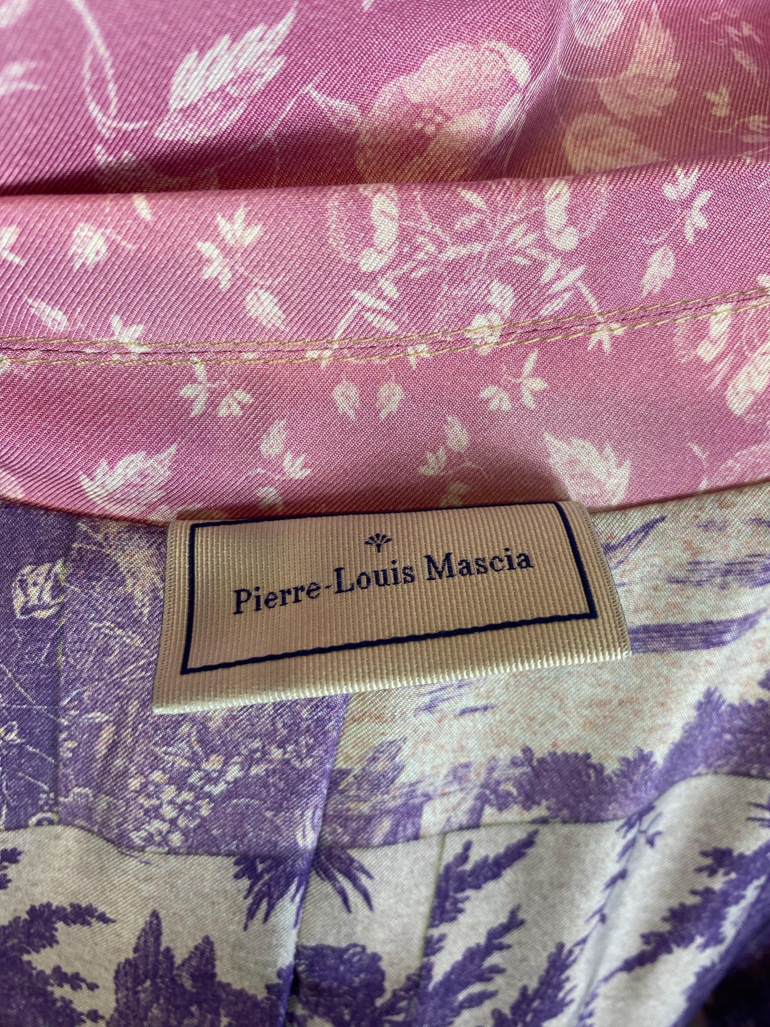 Soprabito in seta Pierre Louis Mascia in verde e rosa. in vendita 2