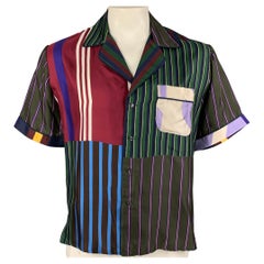 PIERRE-LOUIS MASCIA Size M Multi-Color Stripe Silk Camp Short Sleeve Shirt