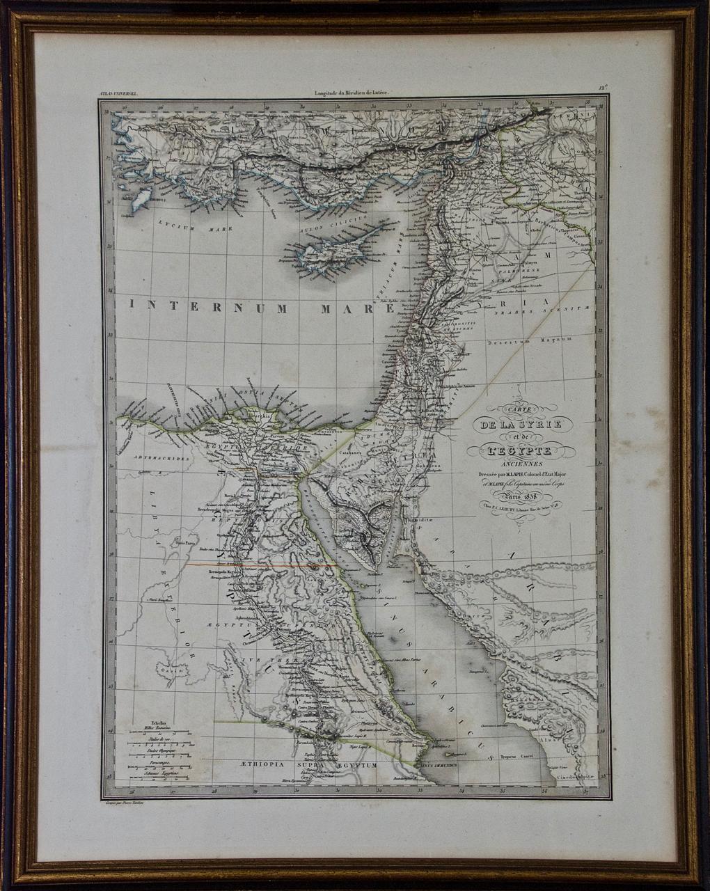 Pierre M. Lapie Landscape Print - Map of the Holy Land "Carte de la Syrie et de l'Egypte" by Pierre Lapie