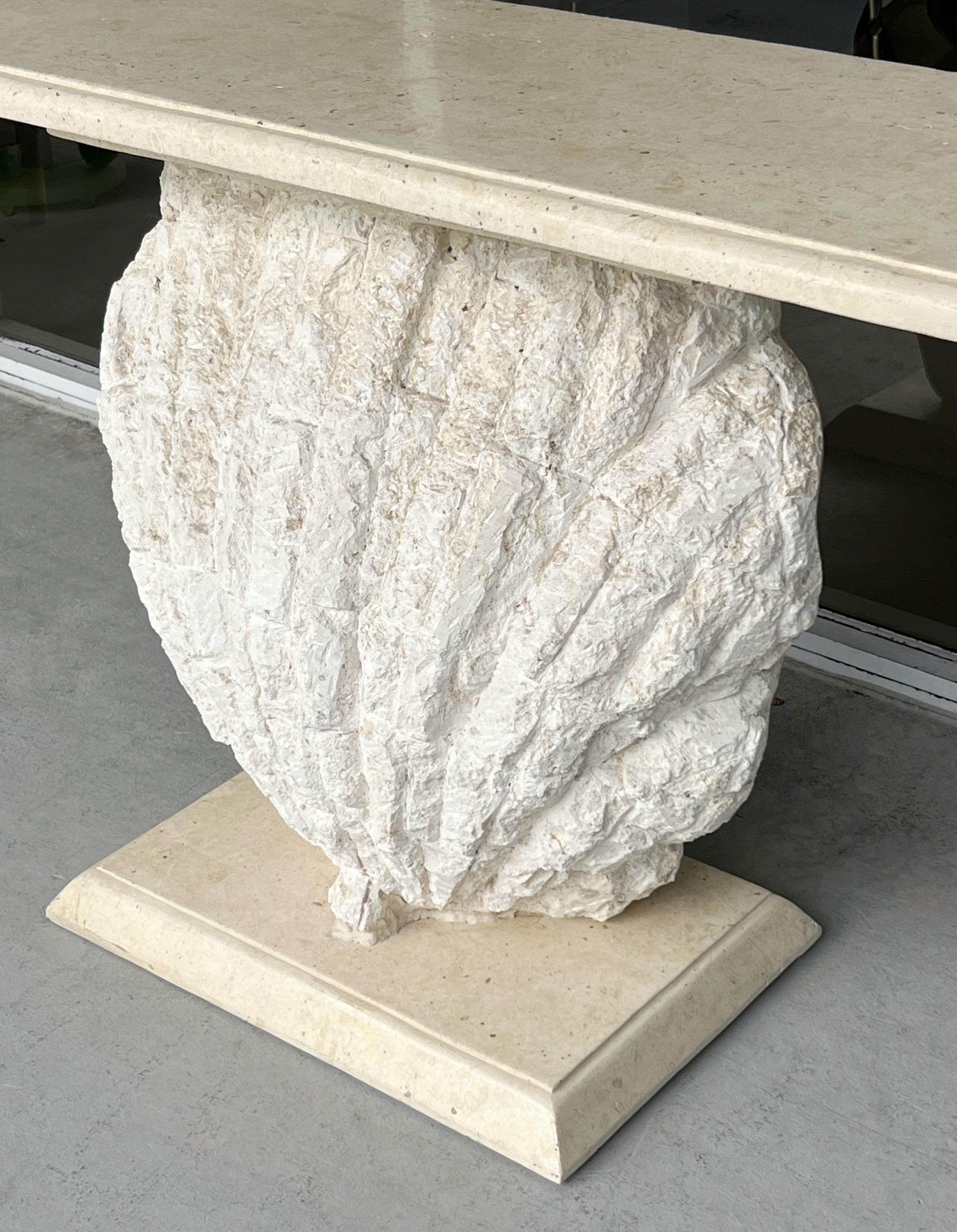 Pierre Magnussen Ponte Shell Console Table Fossil Stone In Good Condition In Miami, FL