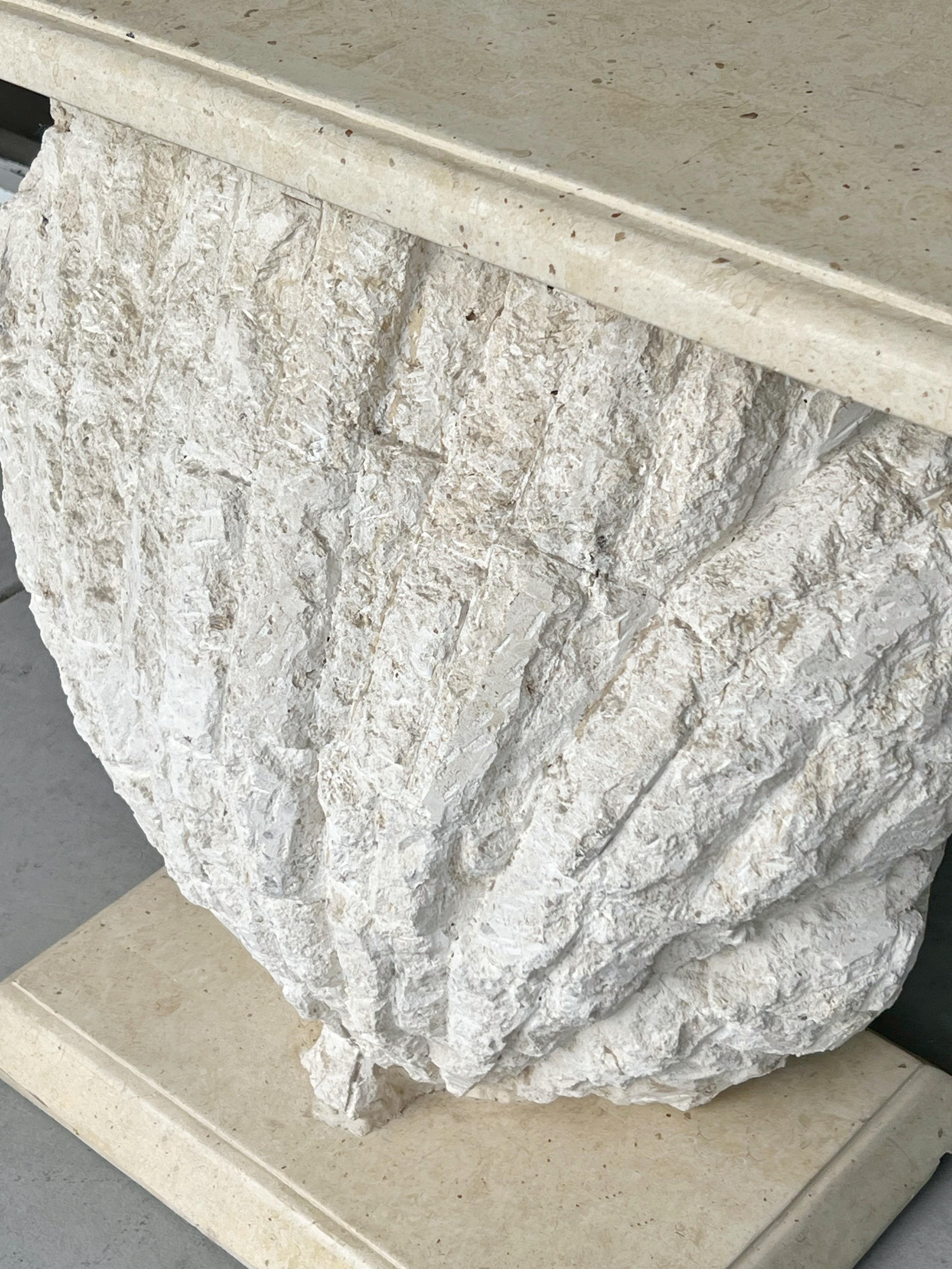 Late 20th Century Pierre Magnussen Ponte Shell Console Table Fossil Stone