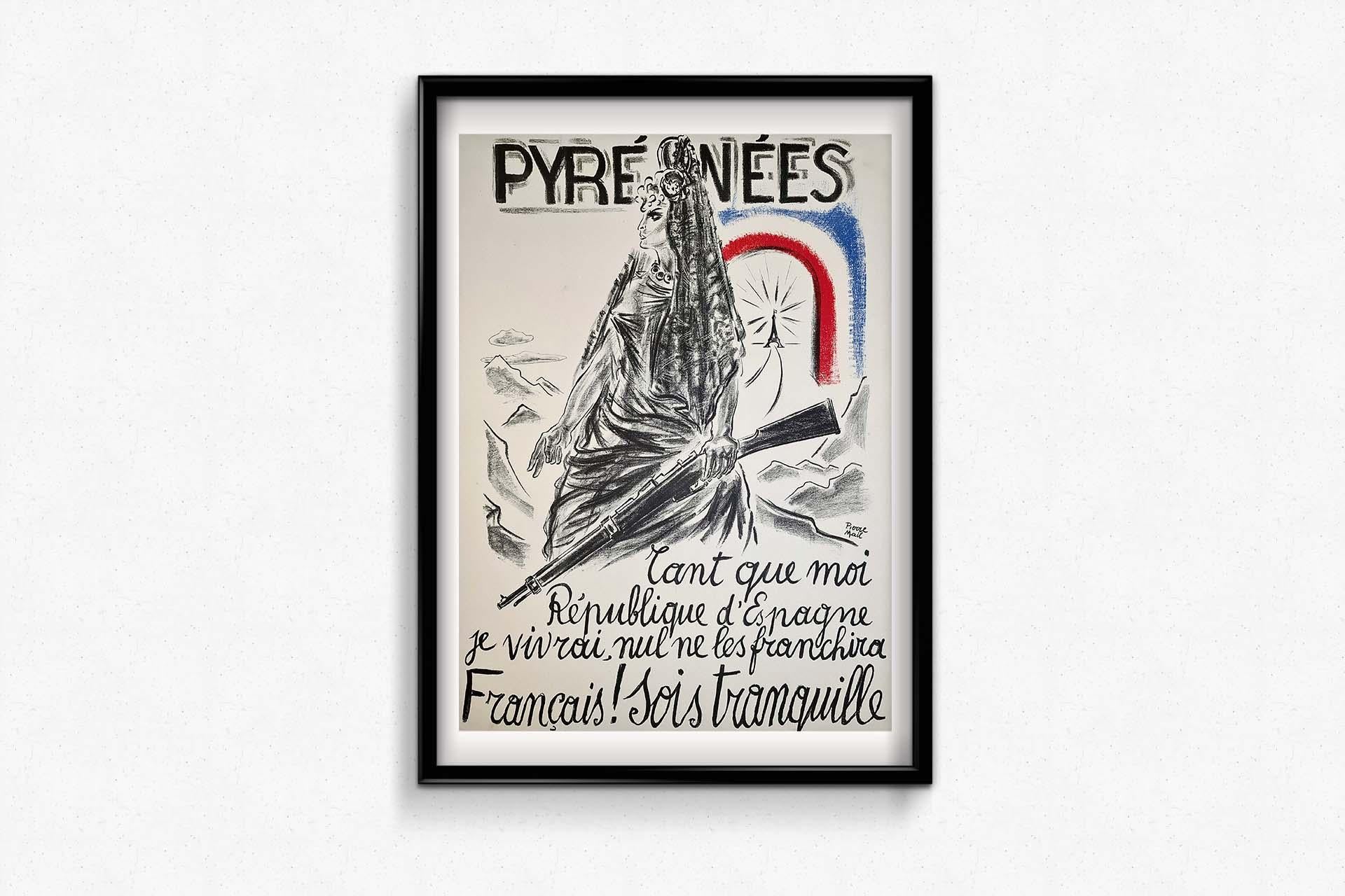 Originalplakat von Pierre Mail aus dem Jahr 1936, das während des Spanischen Bürgerkriegs entstanden ist im Angebot 3