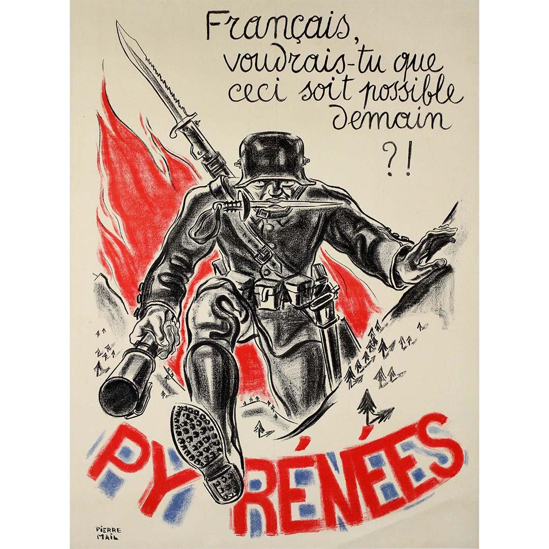 1936 original poster French Pyrenees would you want this to be possible tomorrow - Print by Pierre Mail