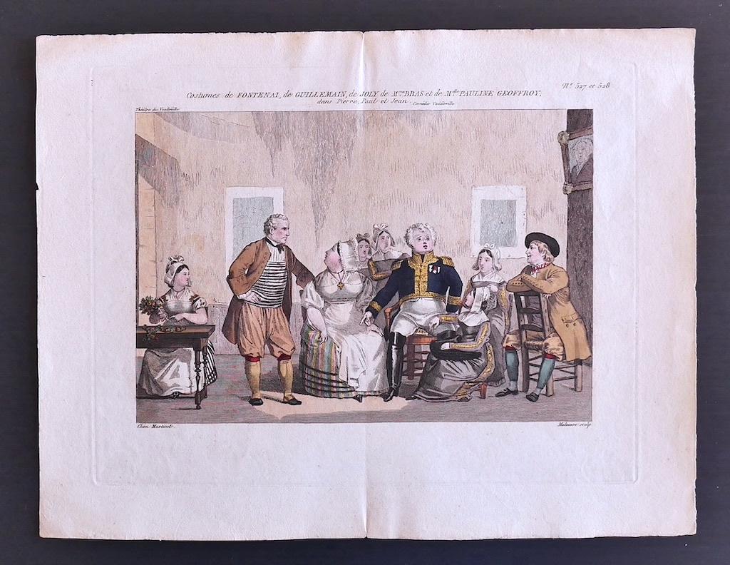 Pierre Maleuvre Figurative Print - Theatre of Vaudeville - Original Lithograph by P. Maleuvre - Late 18th Century