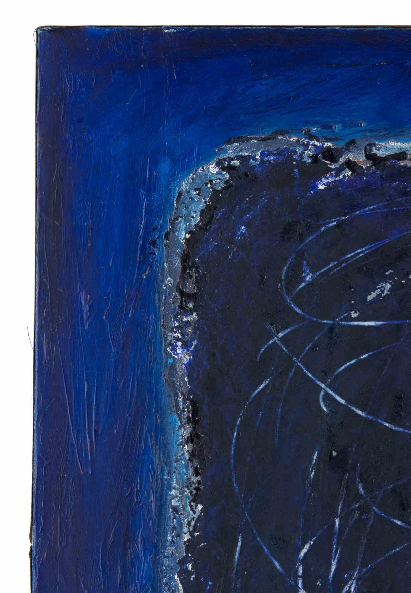 Composizione astratta - Dipinto ad olio di Pierre Mantra - Anni '70 in vendita 1