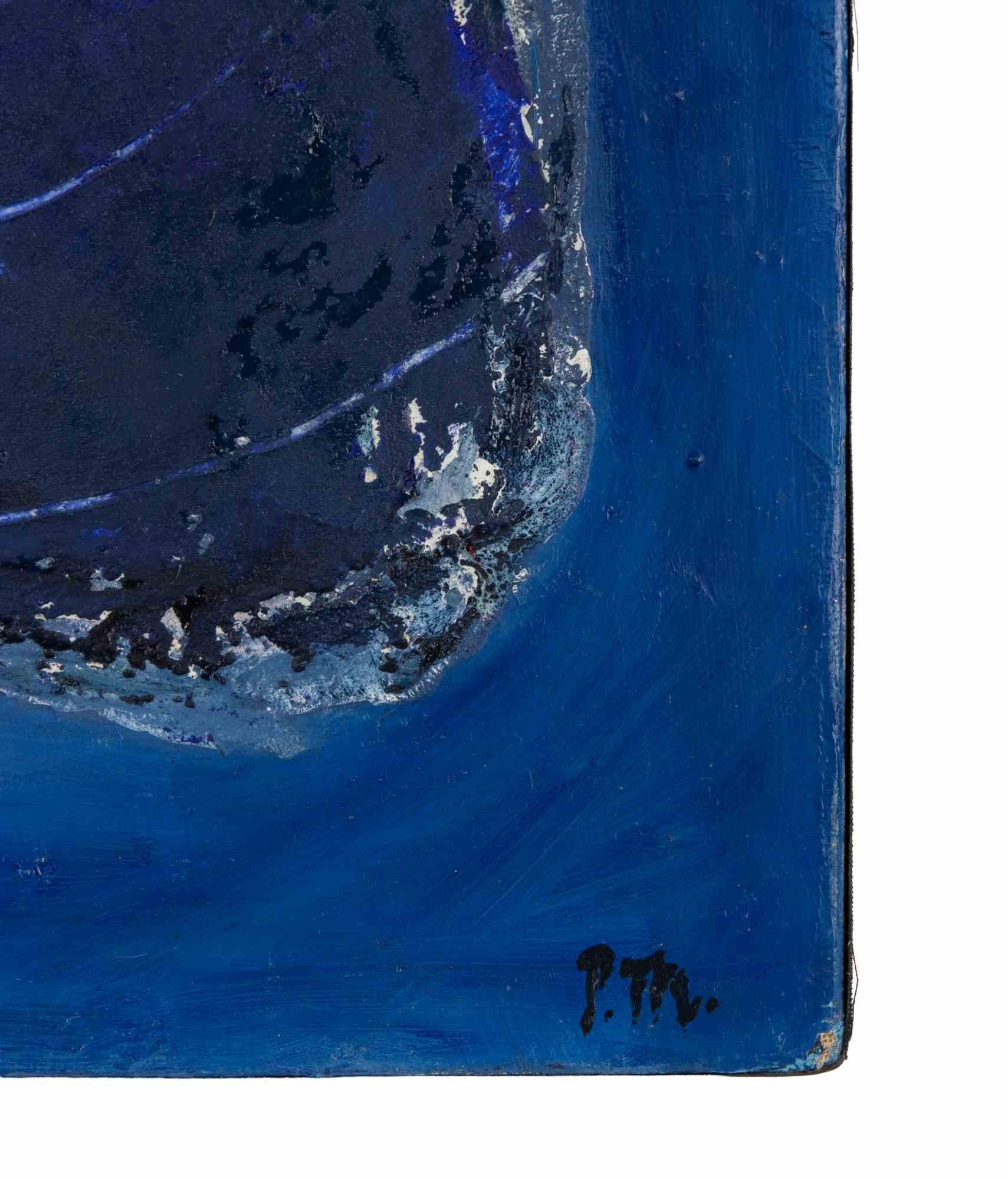 Composizione astratta - Dipinto ad olio di Pierre Mantra - Anni '70 in vendita 2