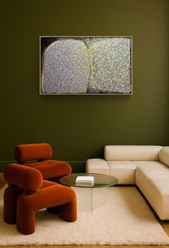 Optical Abstract Mosaic Composition, Oil on Canvas by Pierre Mantra, 1970s
