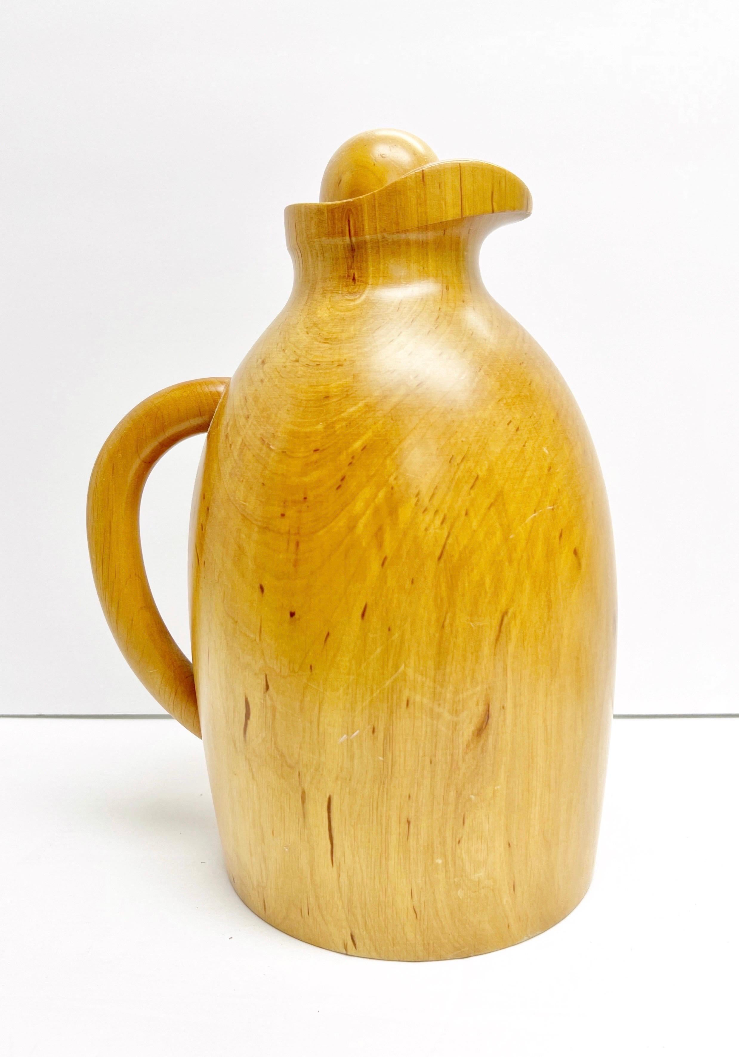 Mid-20th Century Pierre Manzoni for Vetri Modern Carved Wood Jug Set with Tray 
