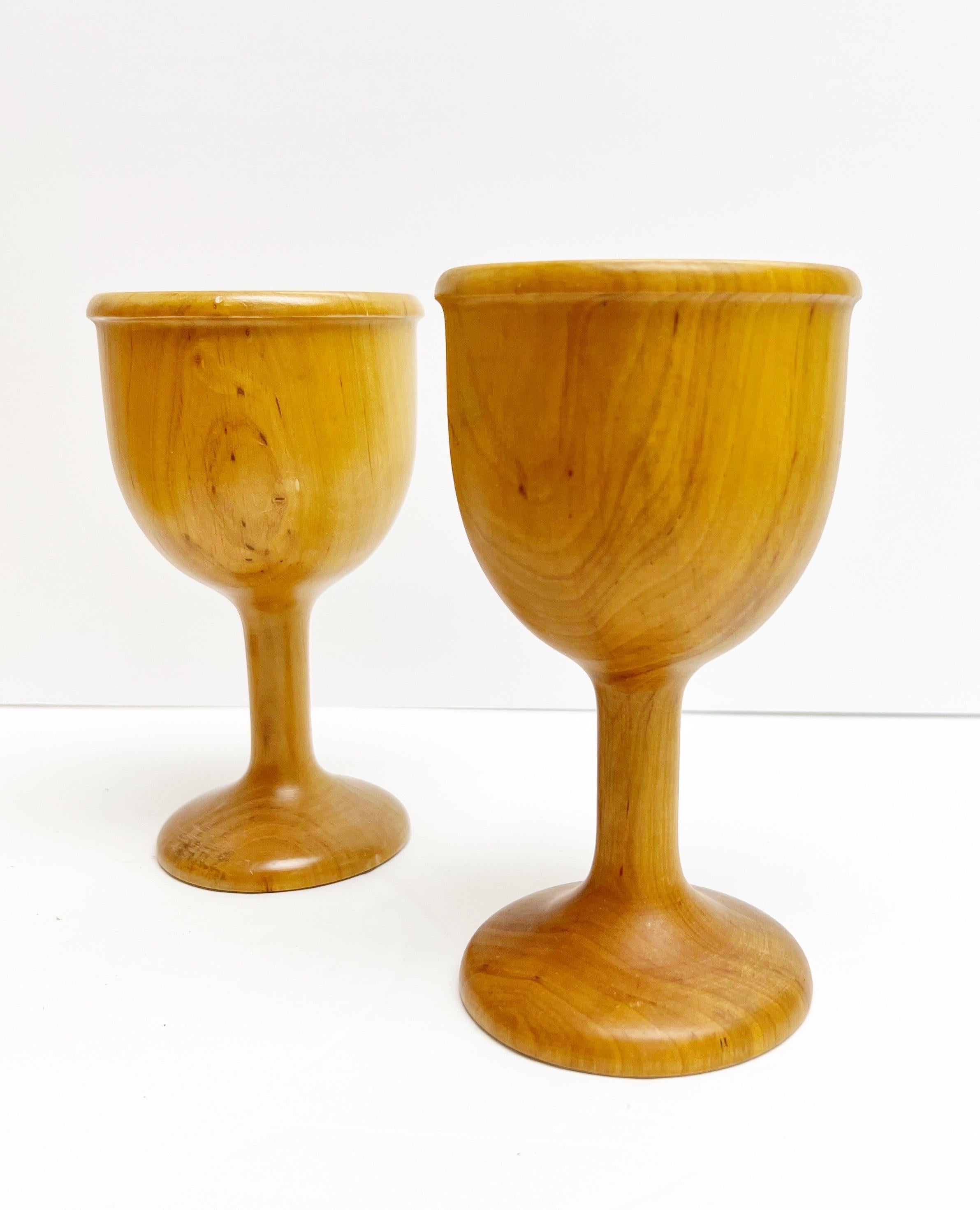 Pierre Manzoni for Vetri Modern Carved Wood Jug Set with Tray  1