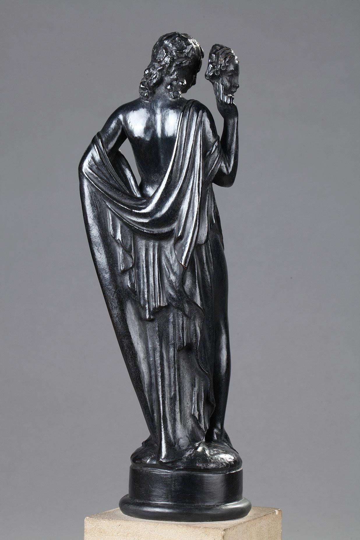 The Comedy - Gold Figurative Sculpture by Pierre-Marie Poisson