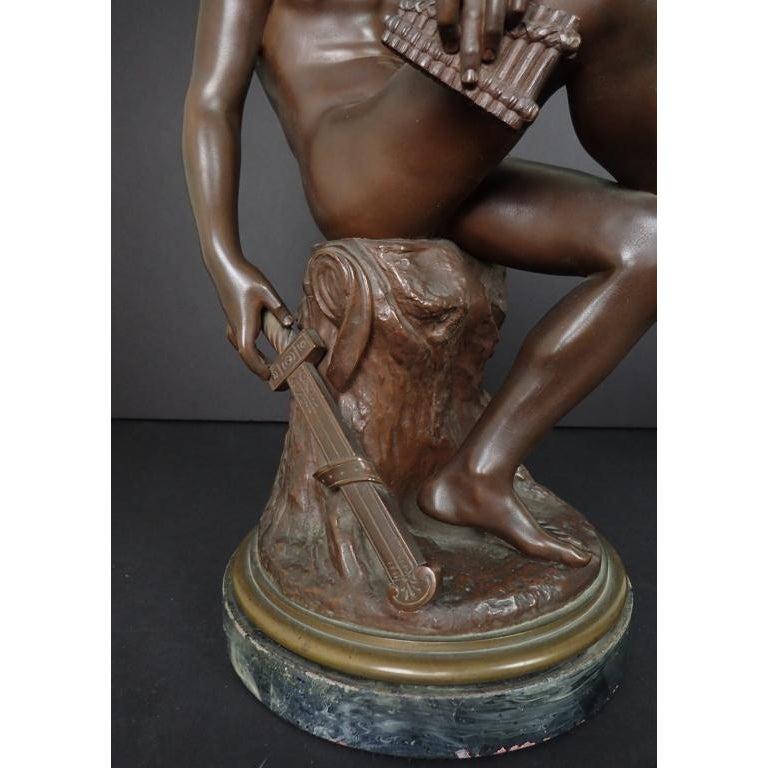 Beaux Arts 19th Century French Sculpture Of A Seated Mercury by Pierre Marius Montagne  For Sale