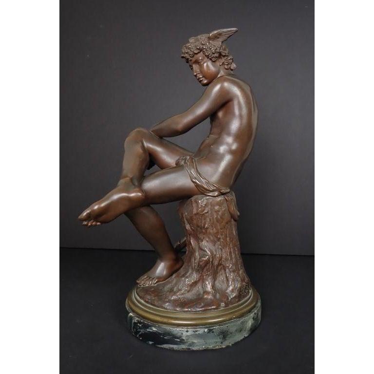 Bronze Sculpture française du 19ème siècle représentant un Mercure assis par Pierre Marius Montagne  en vente