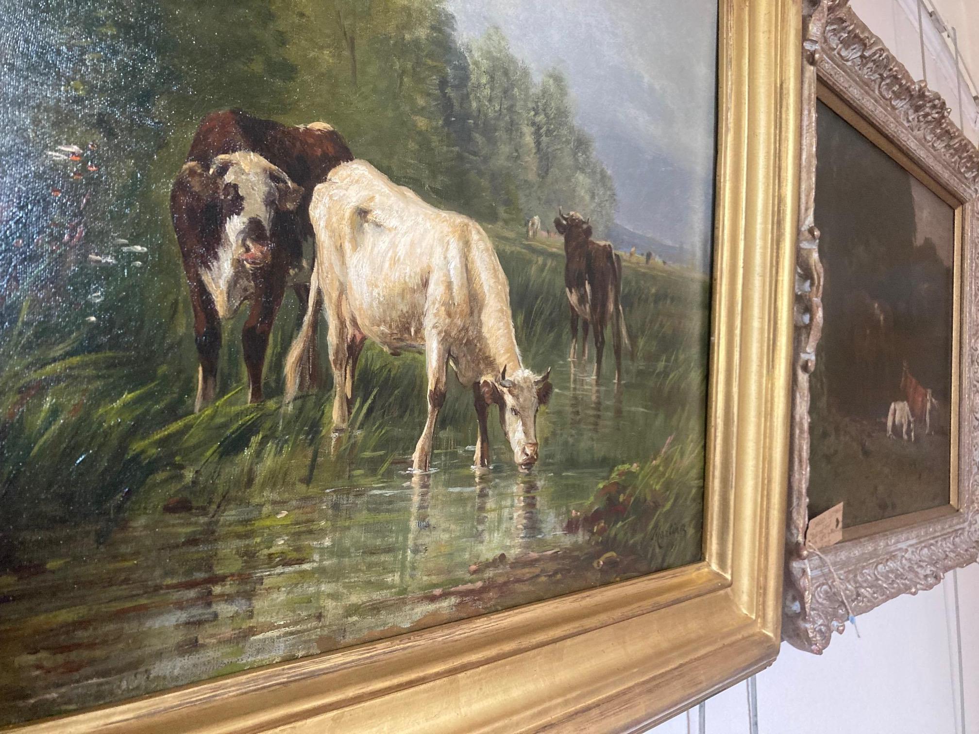 cows in pasture painting