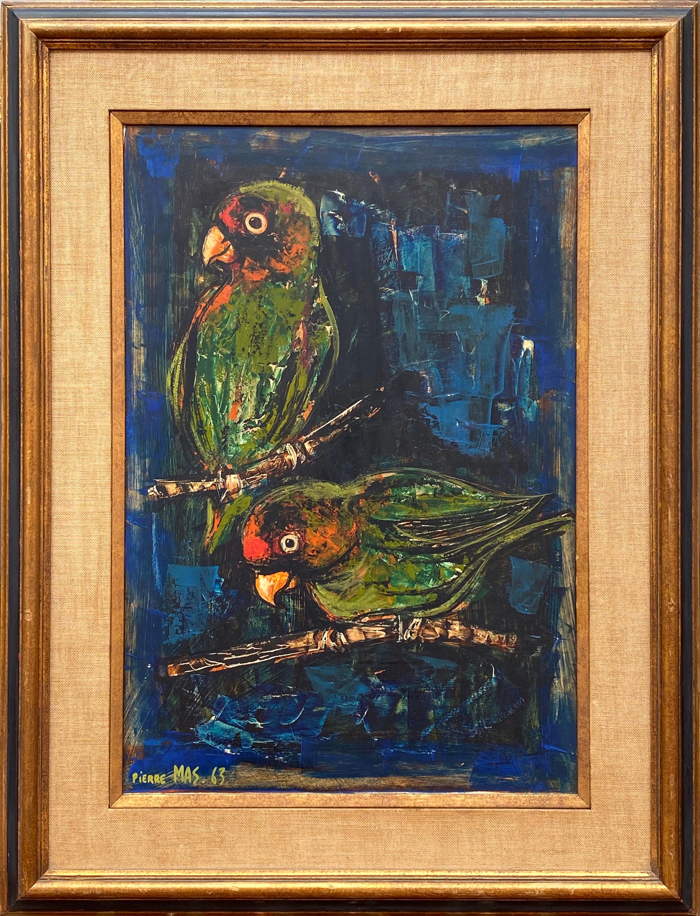 “Parrots” - Painting by Pierre Mas 