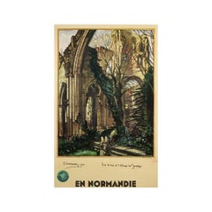 1934 Normandy Jumièges Abbey original Poster by Pierre Matossy