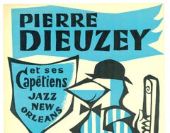 Original Pierre Dieuzey and his six Captains Jazz New Orleans vintage poster